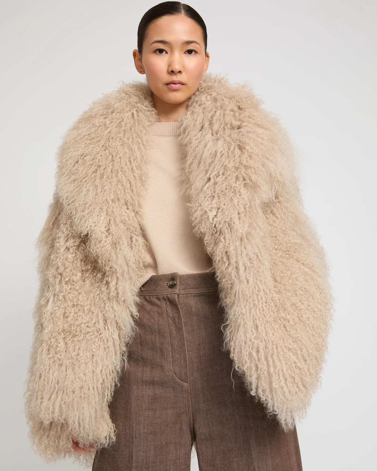 Veste oversize en agneau de Mongolie