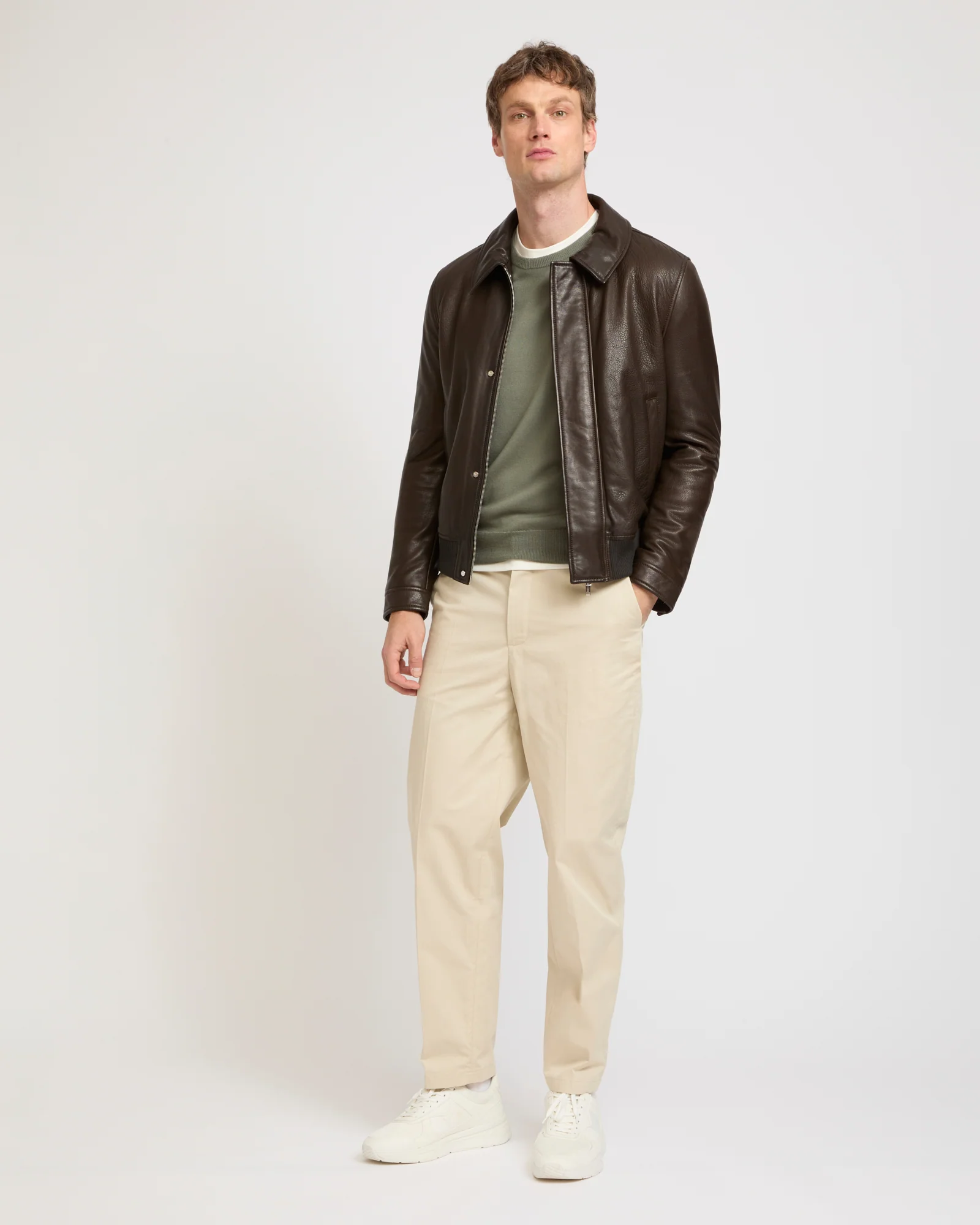 Blouson aviateur en cuir d'agneau avec grain naturel - Image 2