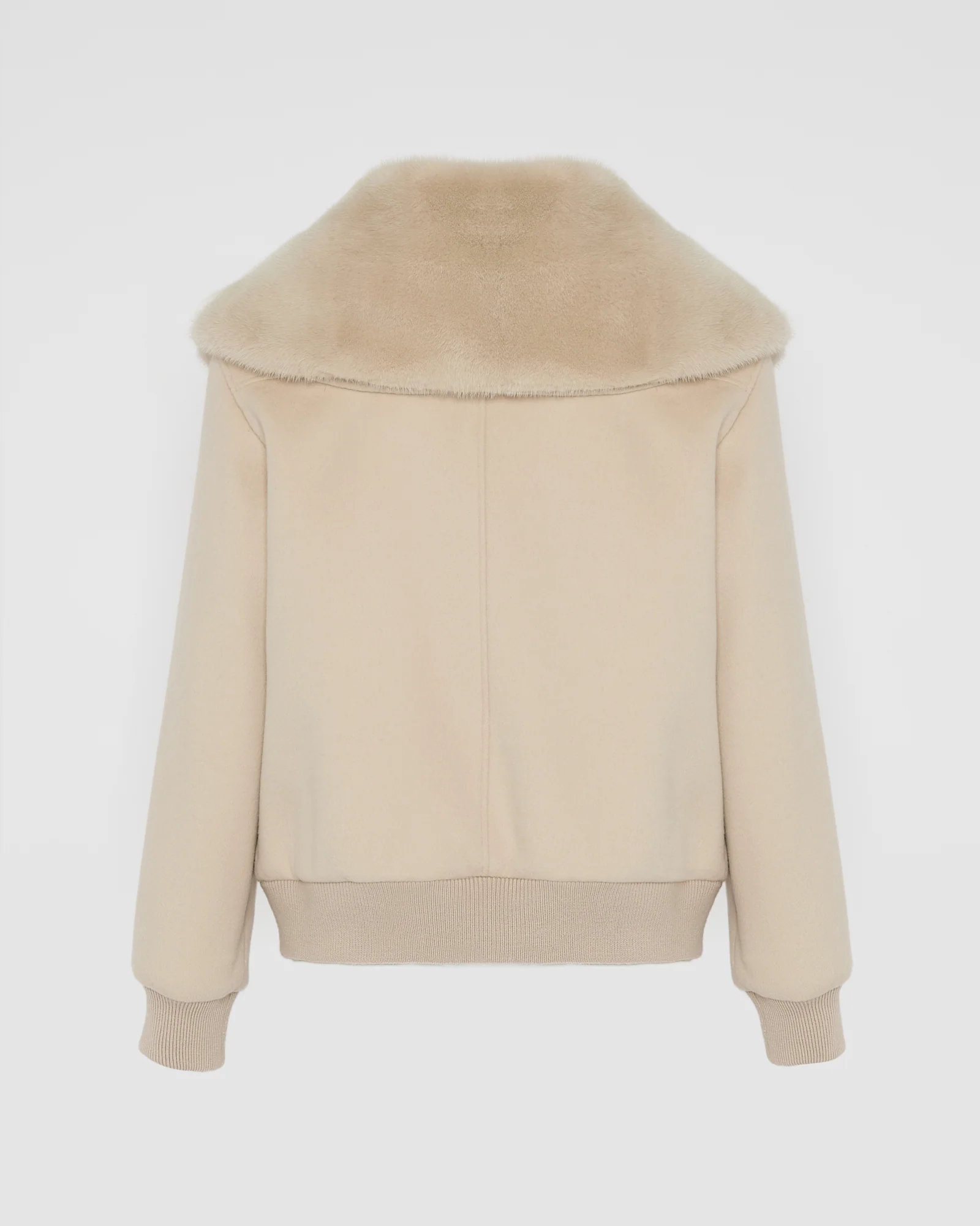 Blouson court en lainage cachemire et col amovible en fourrure de vison - Image 6