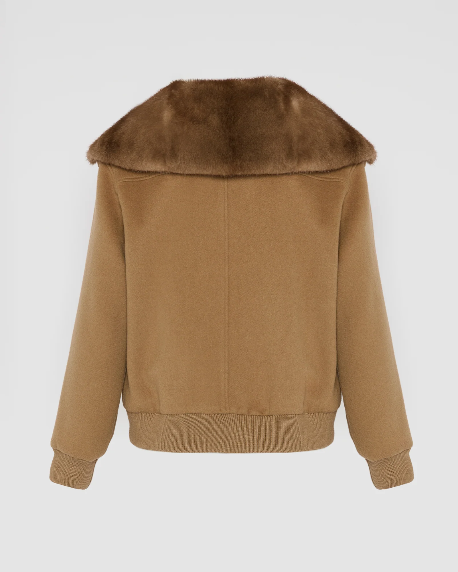 Blouson court en lainage cachemire et col amovible en fourrure de vison - Image 6
