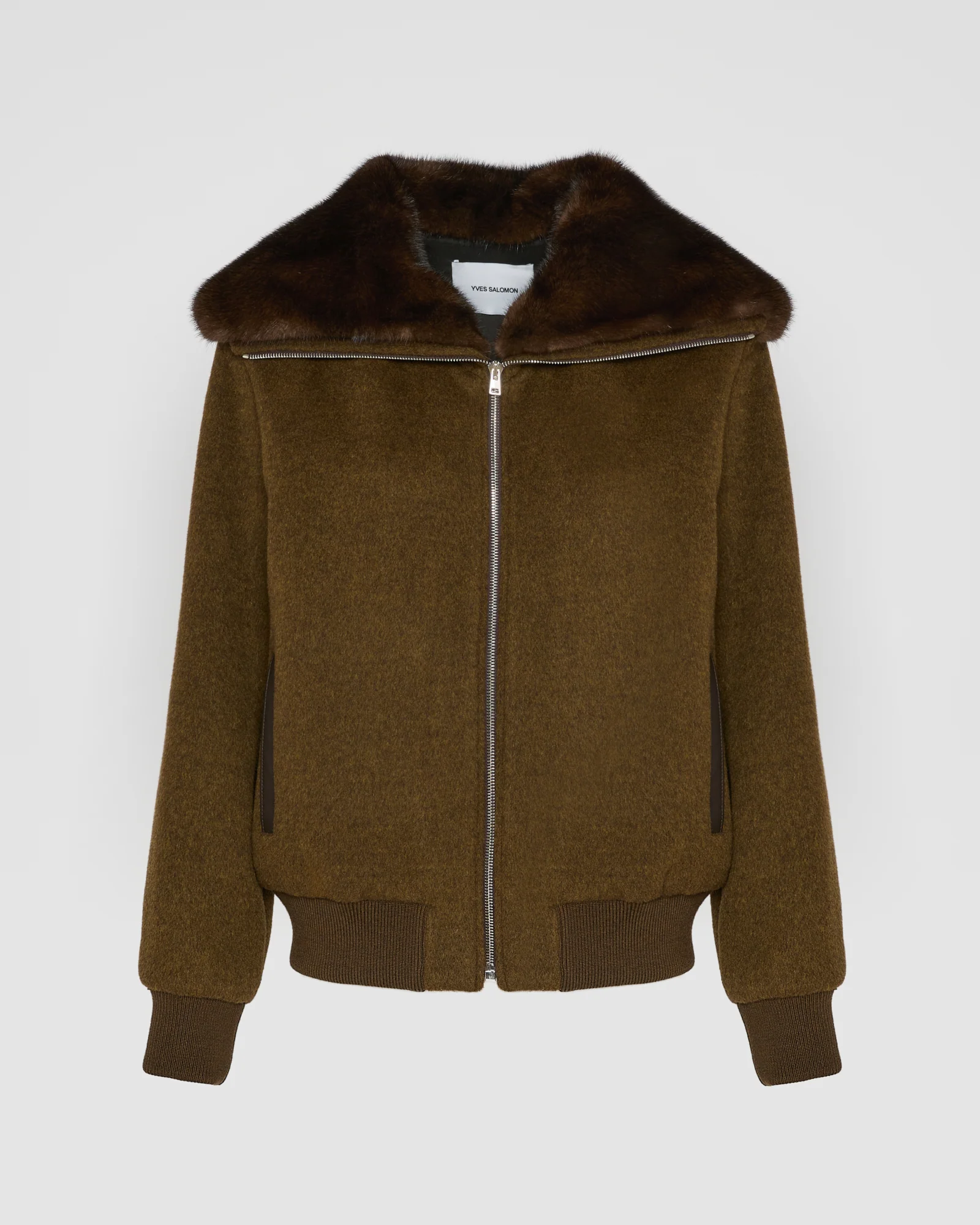 Blouson court en lainage cachemire et col amovible en fourrure de vison - Image 6
