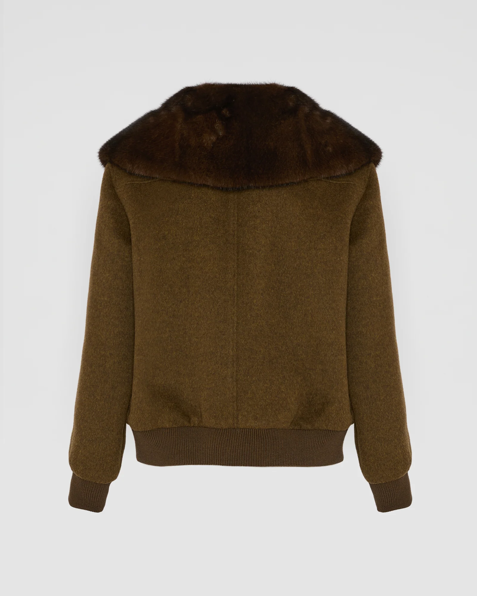 Blouson court en lainage cachemire et col amovible en fourrure de vison - Image 7