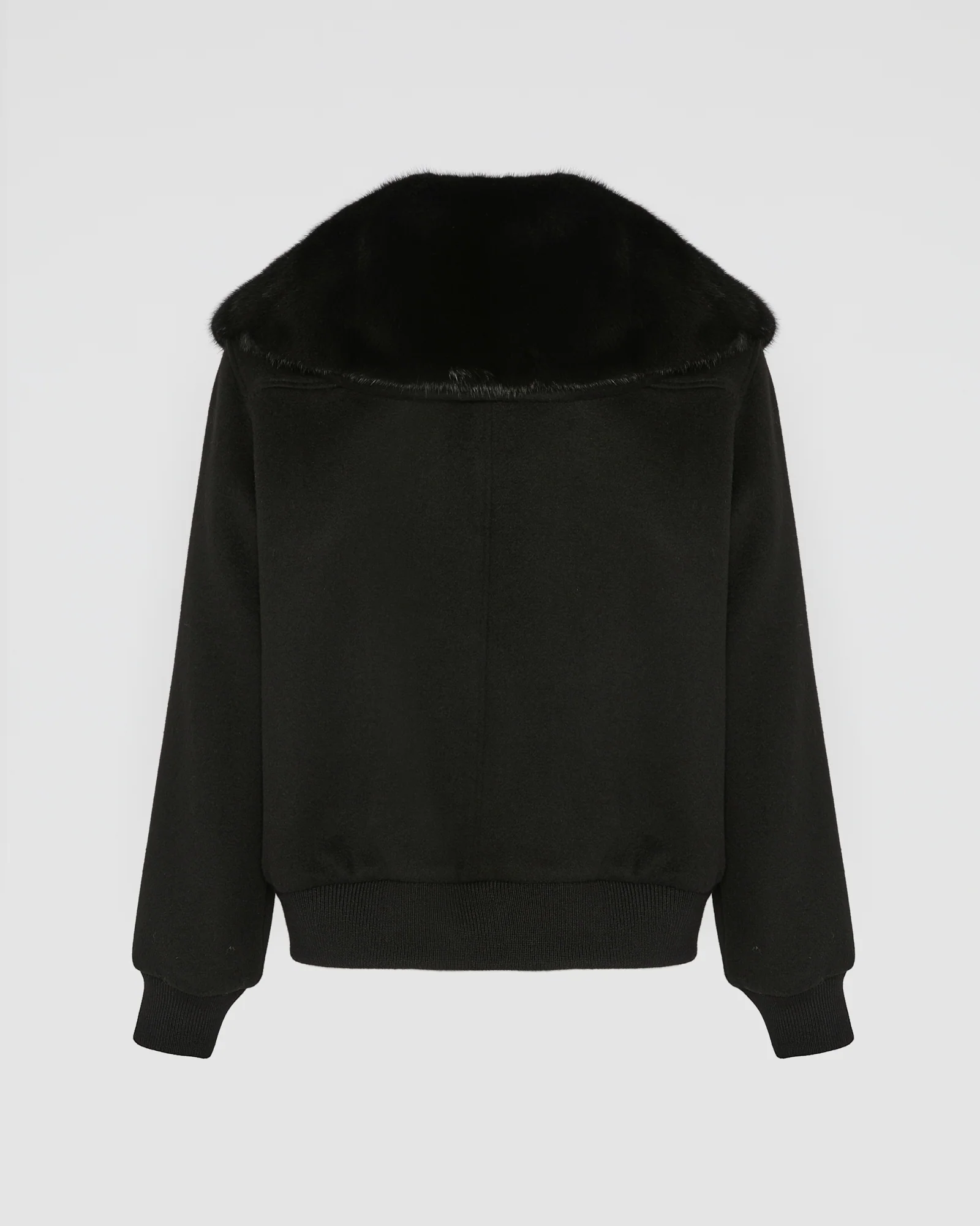 Blouson court en lainage cachemire et col amovible en fourrure de vison - Image 8