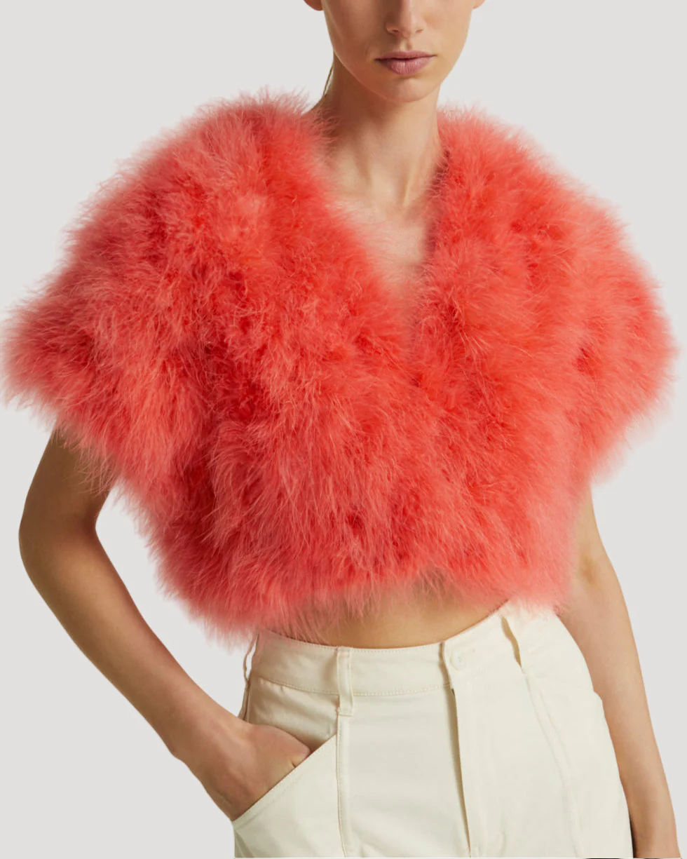 Boléro court en plumes