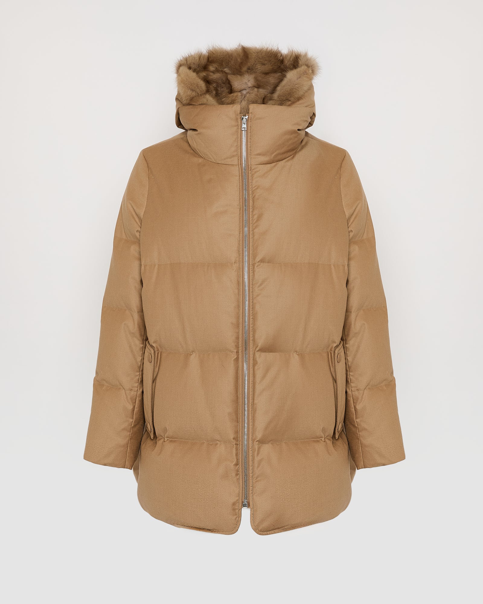 Doudoune en flanelle Loro Piana avec plastron amovible en fourrure de zibeline - Image 4