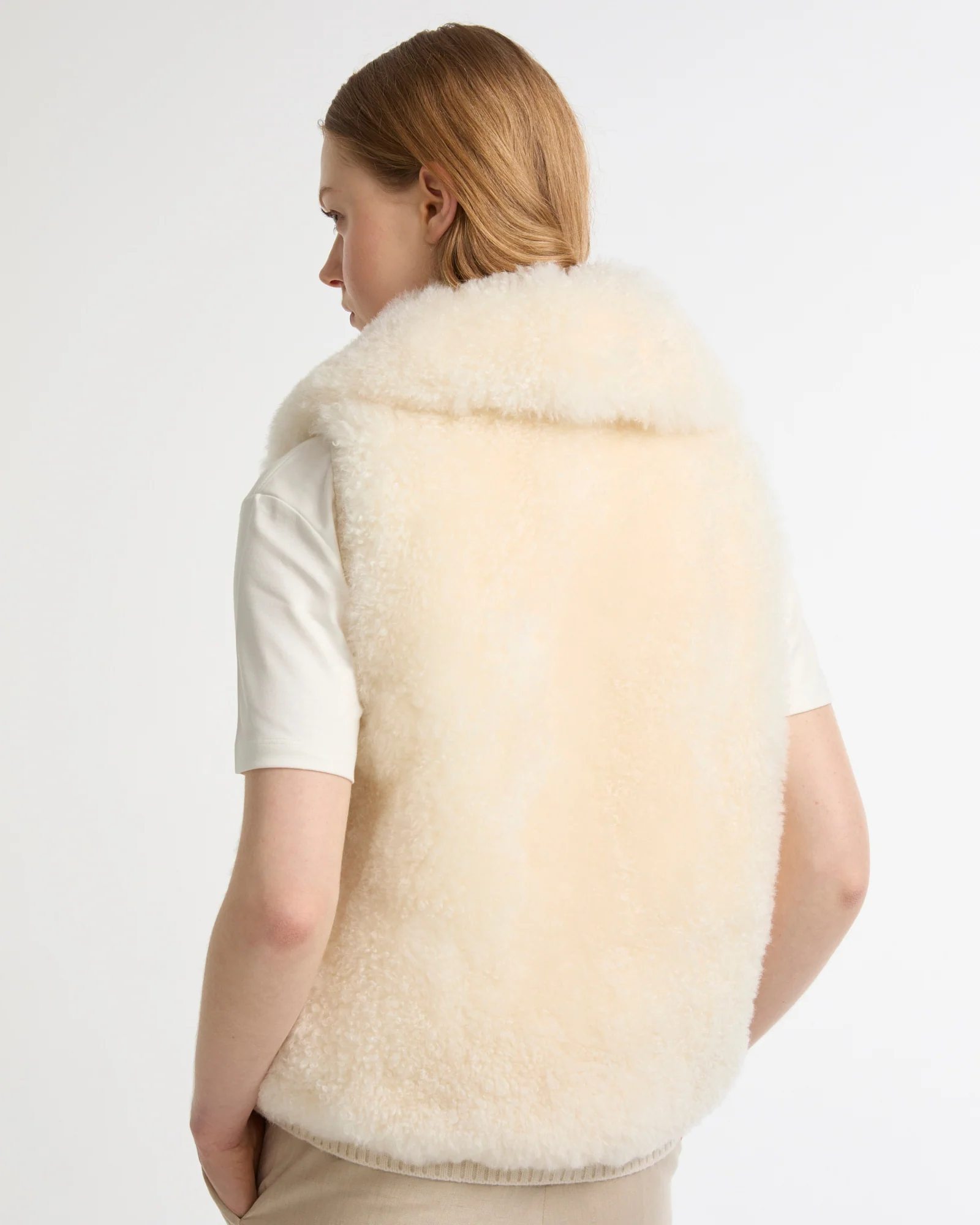 Gilet en agneau long poil et maille mérinos - Image 3