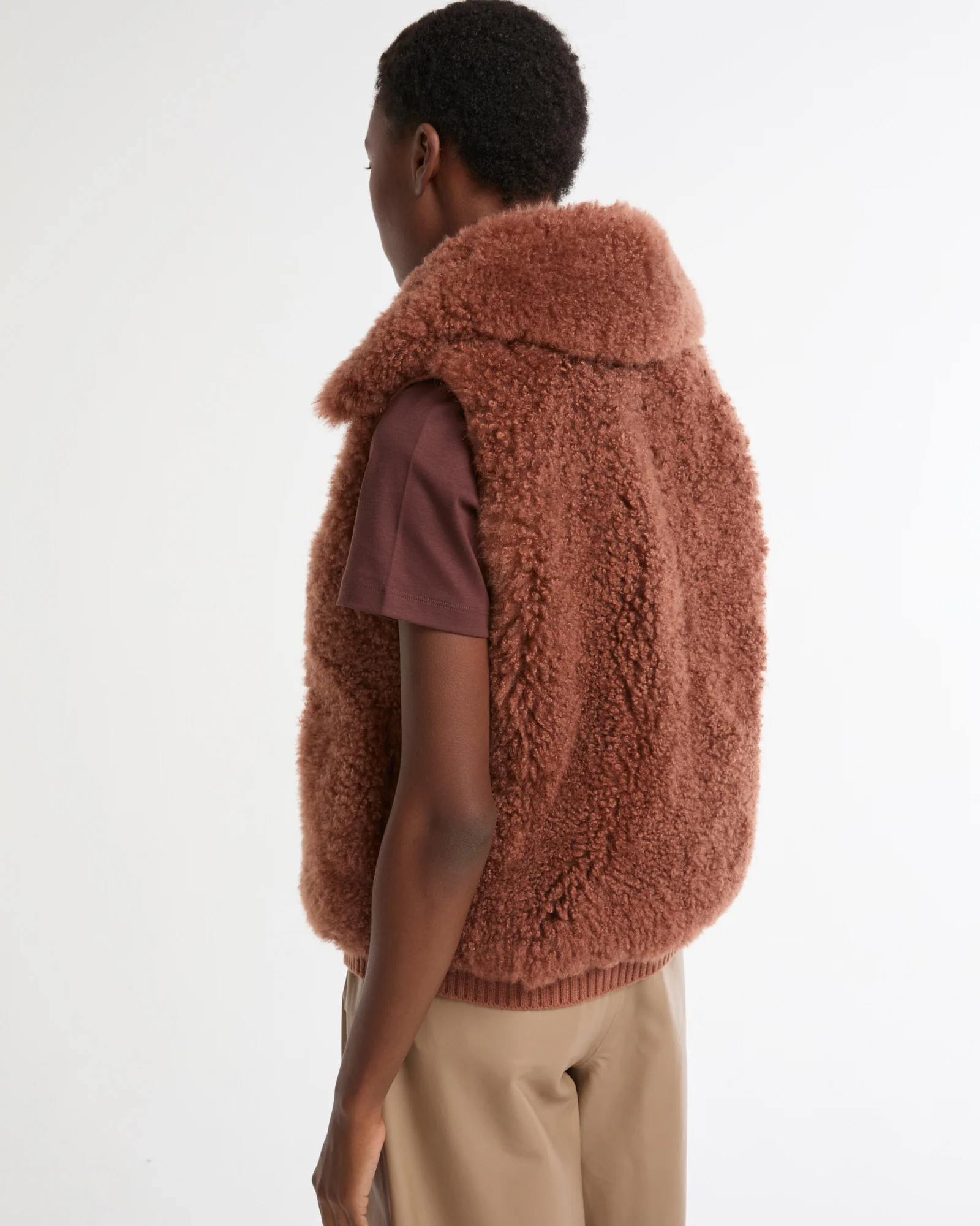 Gilet en cuir d'agneau cachemire et maille mérinos - Image 4