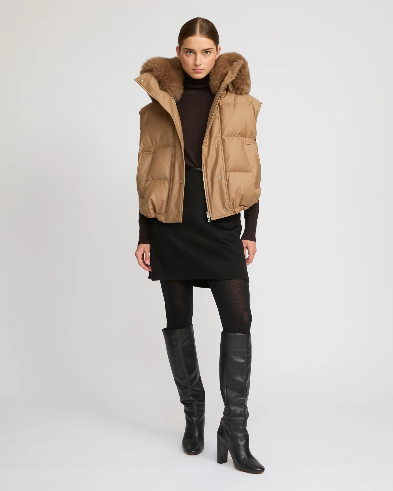 Gilet en flanelle avec col en fourrure de renard - Image 2