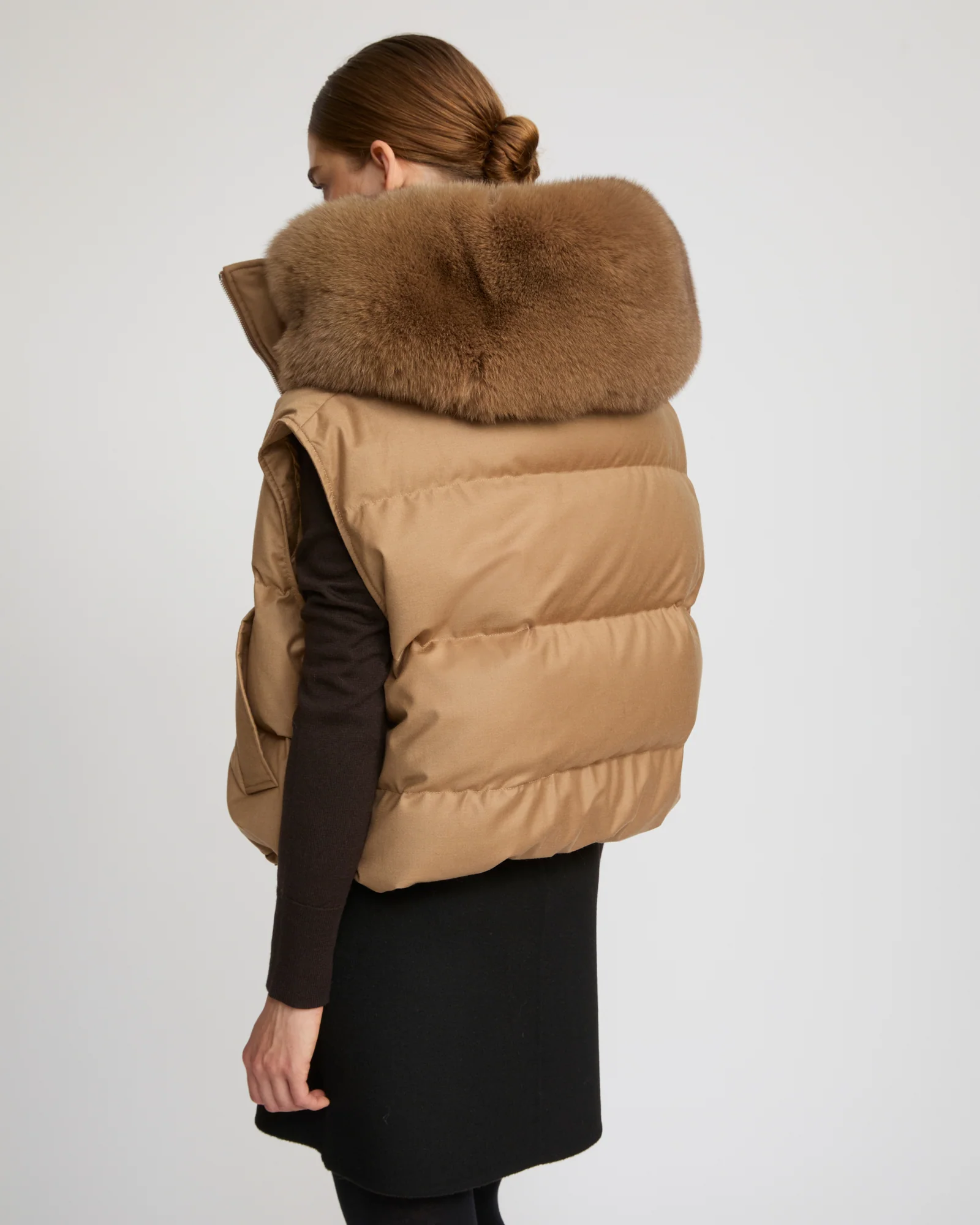 Gilet en flanelle avec col en fourrure de renard - Image 5