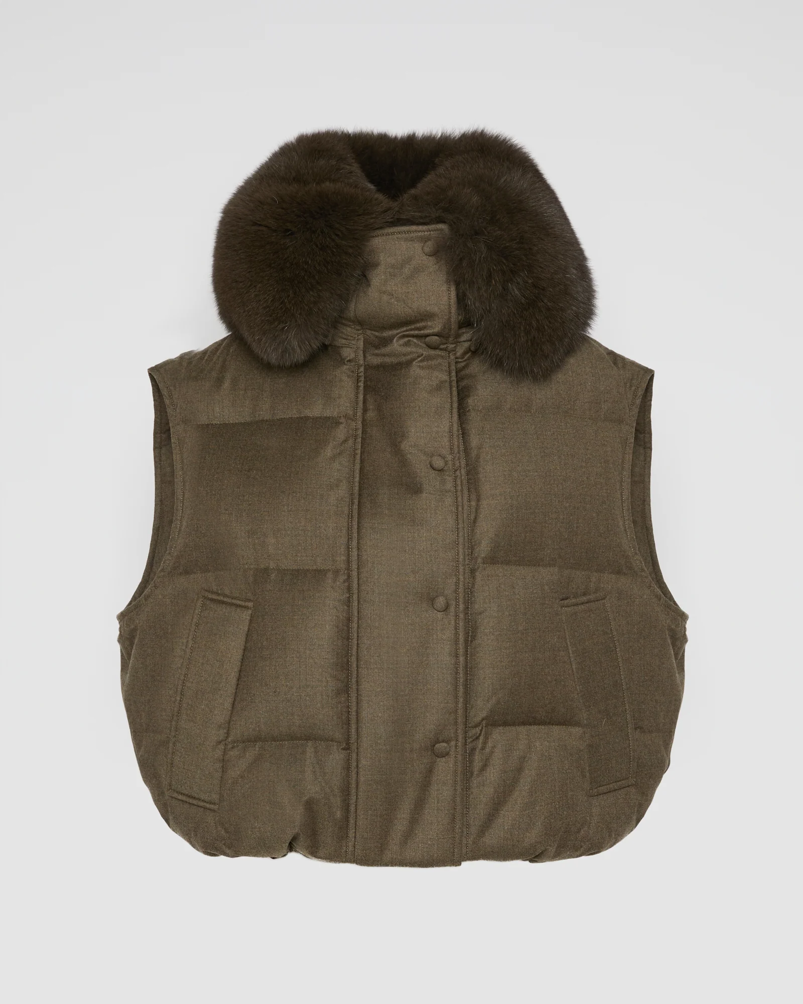 Gilet en flanelle avec col en fourrure de renard - Image 6