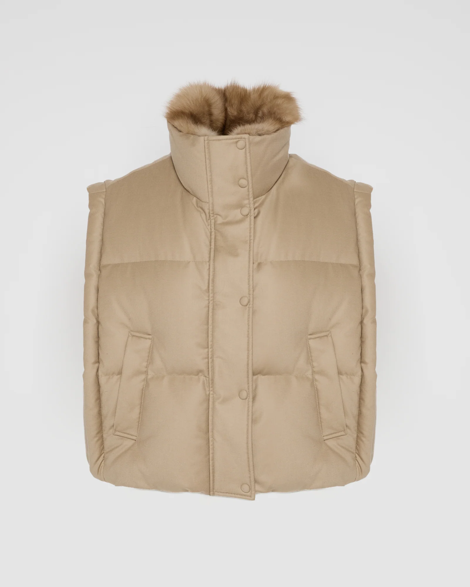 Gilet en flanelle avec col en fourrure de zibeline - Image 6