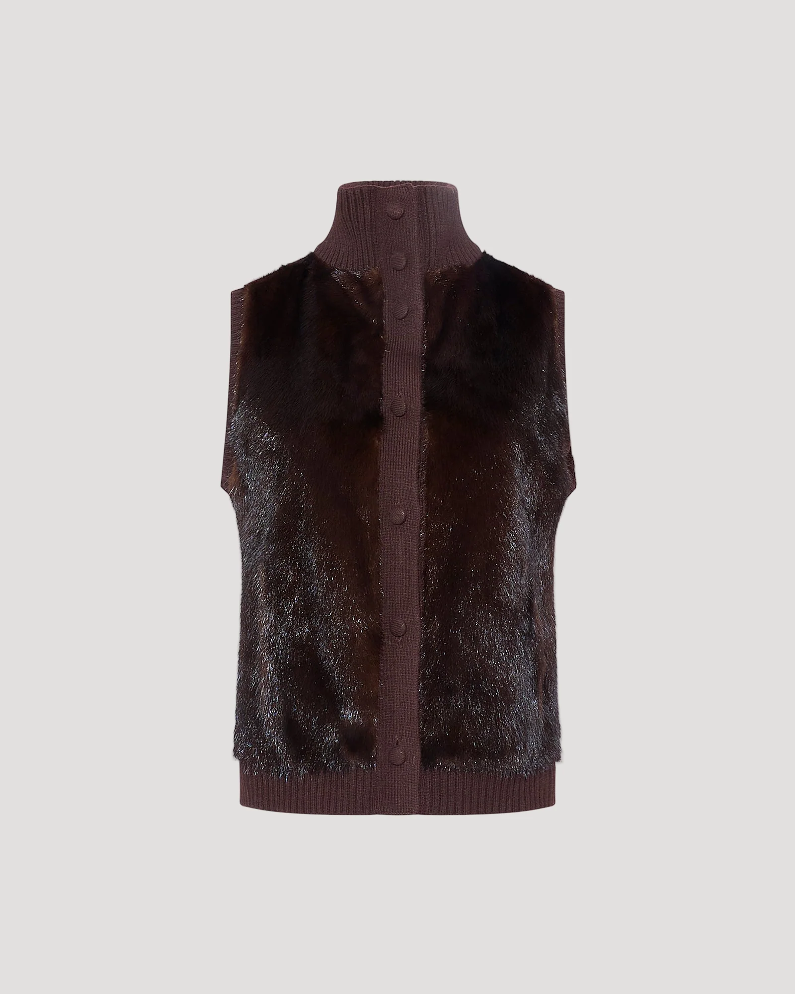 Gilet en fourrure de vison et maille Mérinos - Image 5