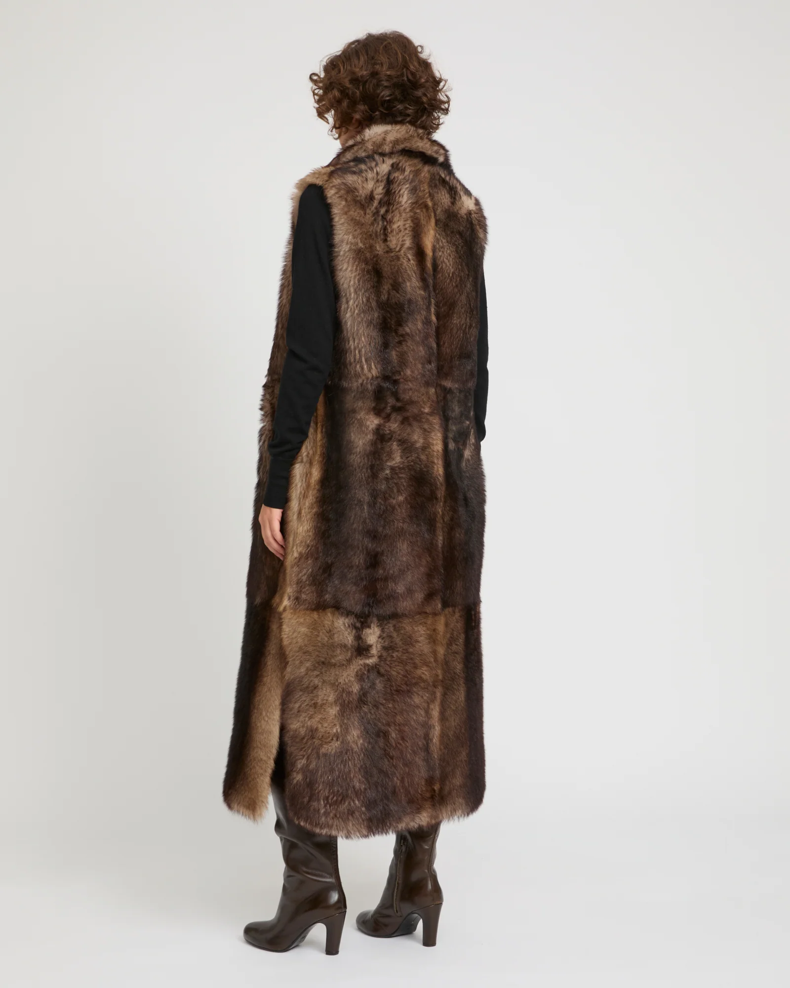 Gilet long en peau lainée d'agneau Toscane - Image 4