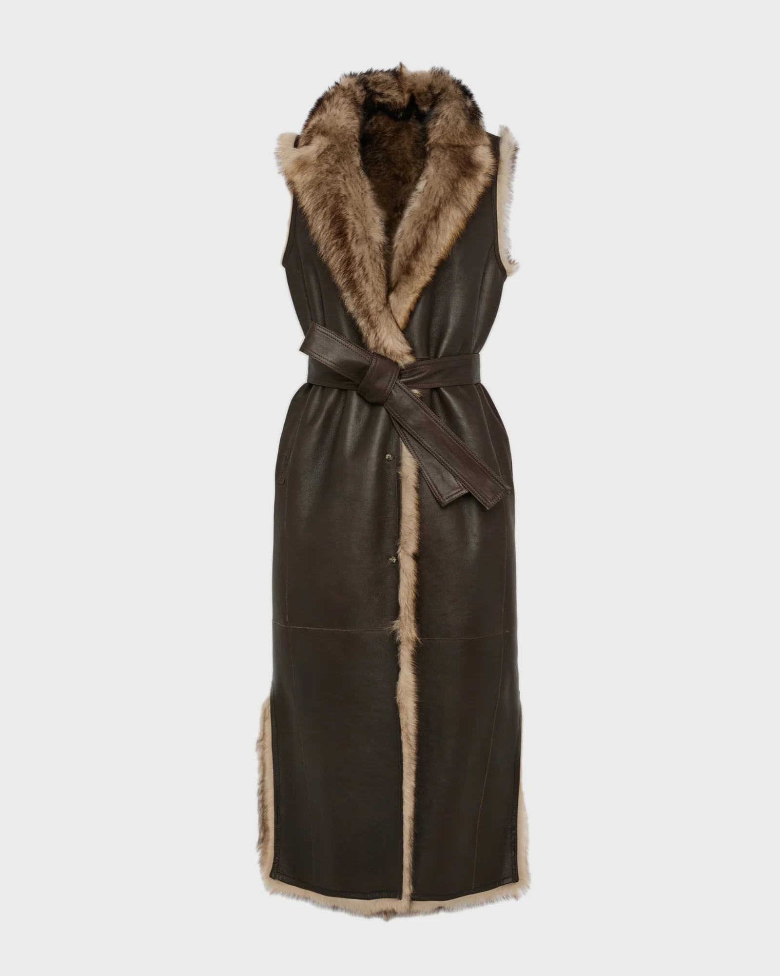 Gilet long en peau lainée d'agneau Toscane - Image 7