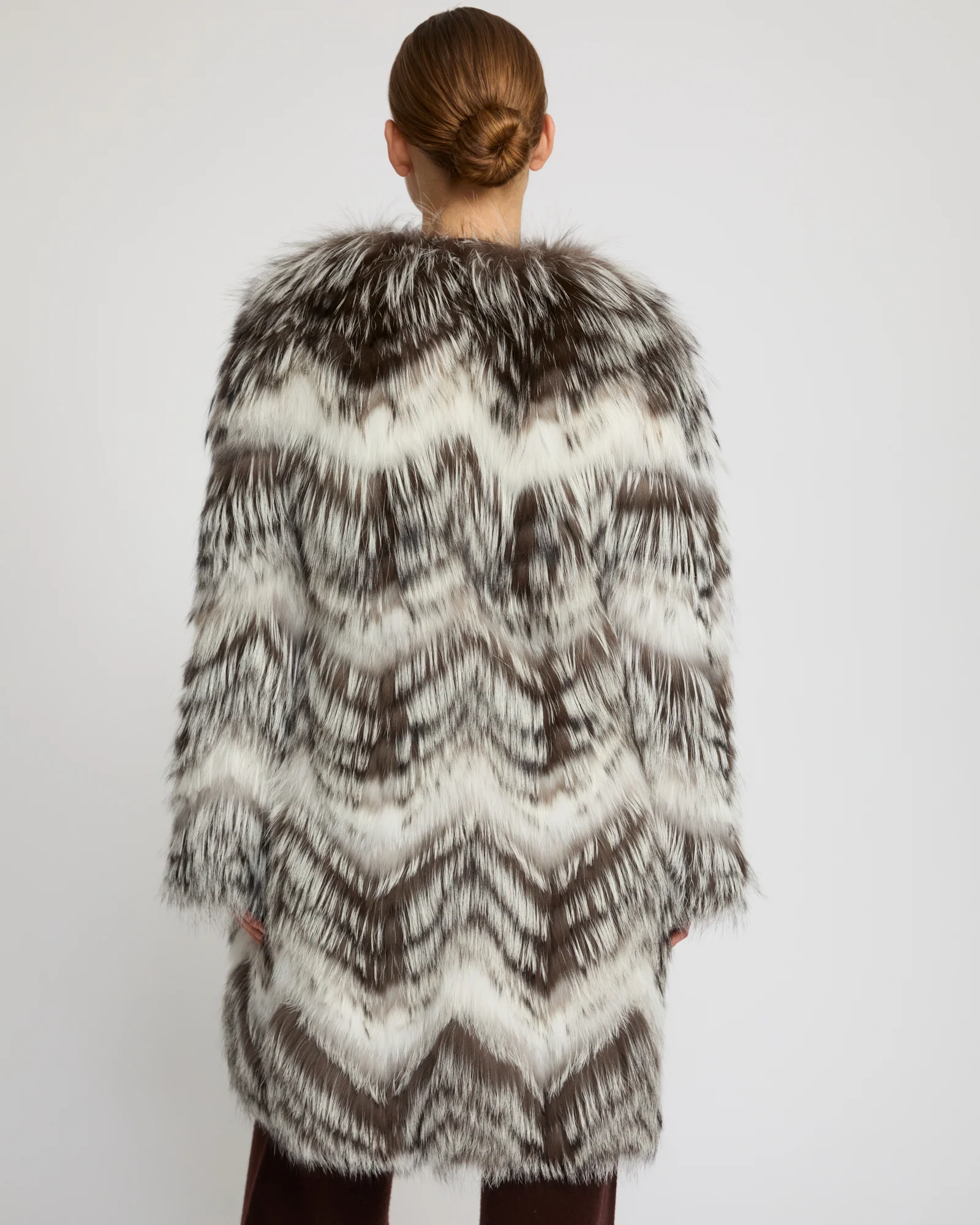 Manteau ceinturé en maille mérinos et fourrure de renard - Image 6