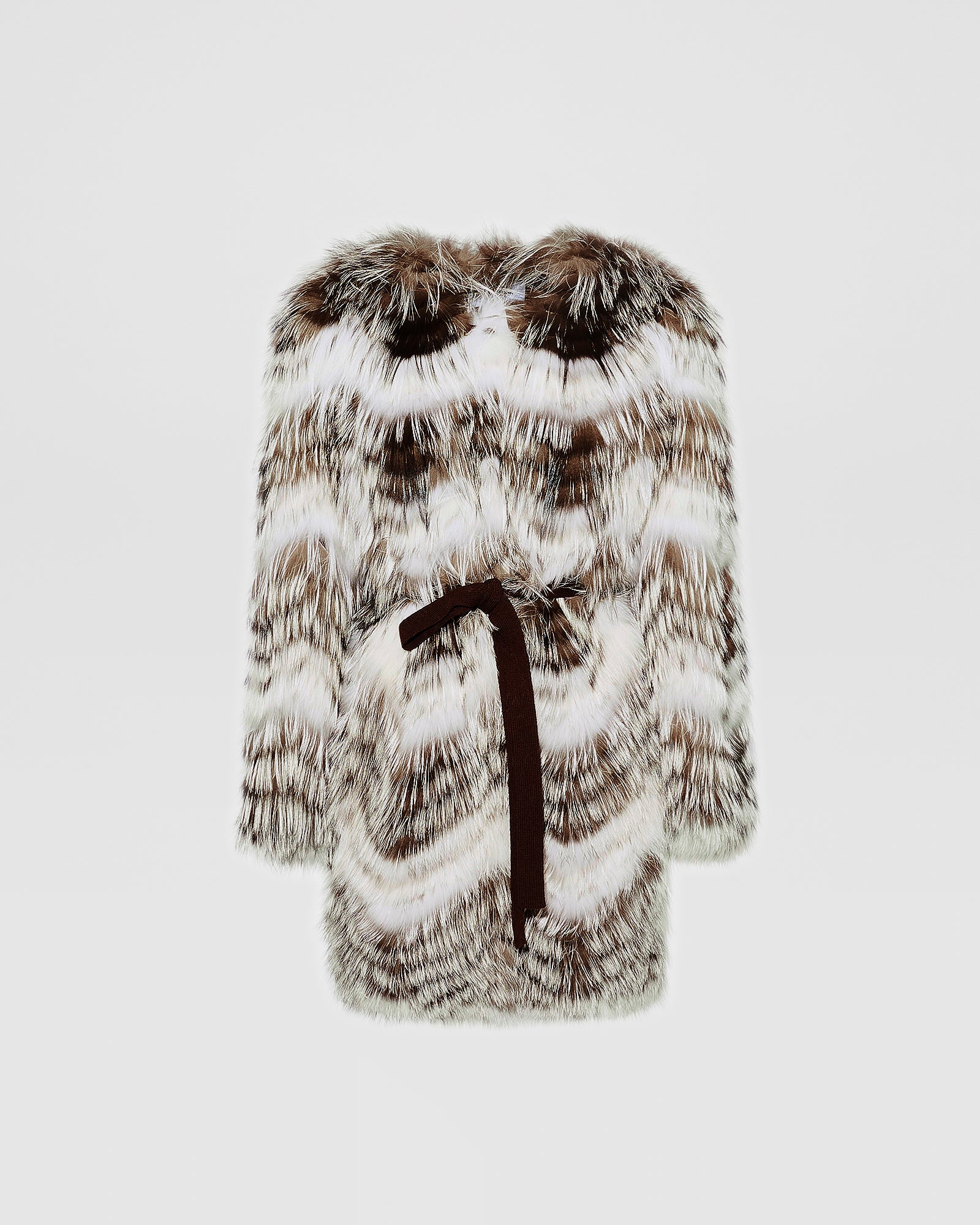 Manteau ceinturé en maille mérinos et fourrure de renard - Image 7