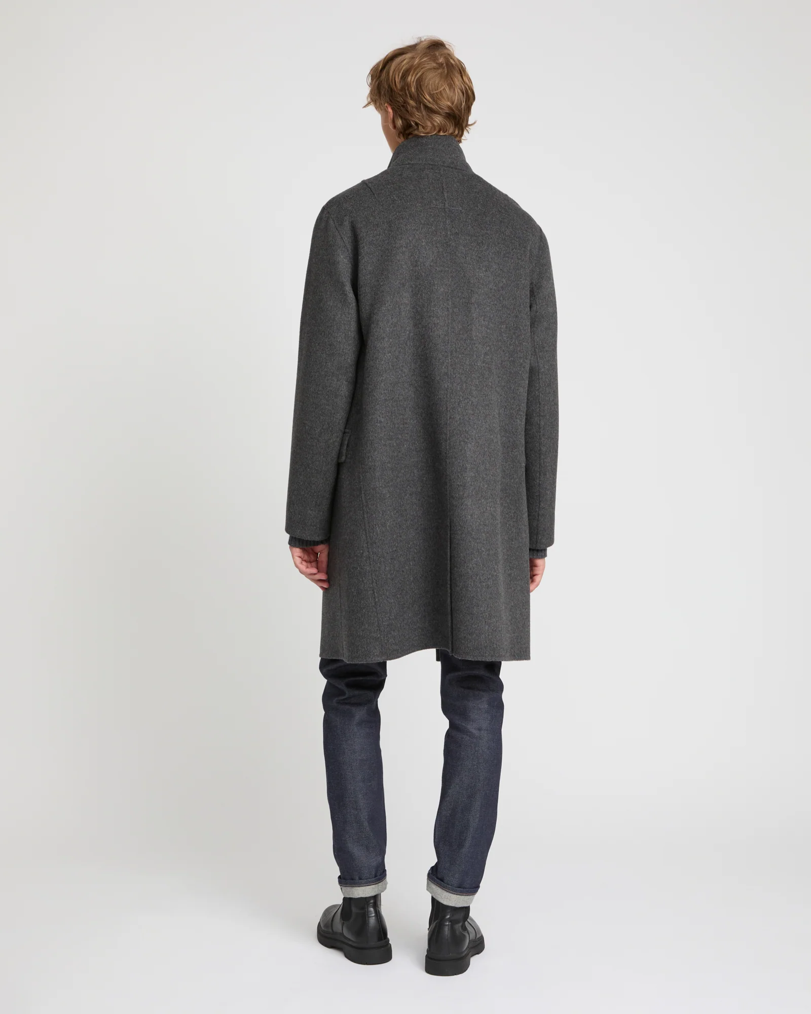 Manteau en tissu double face laine et fourrure de vison - Image 4