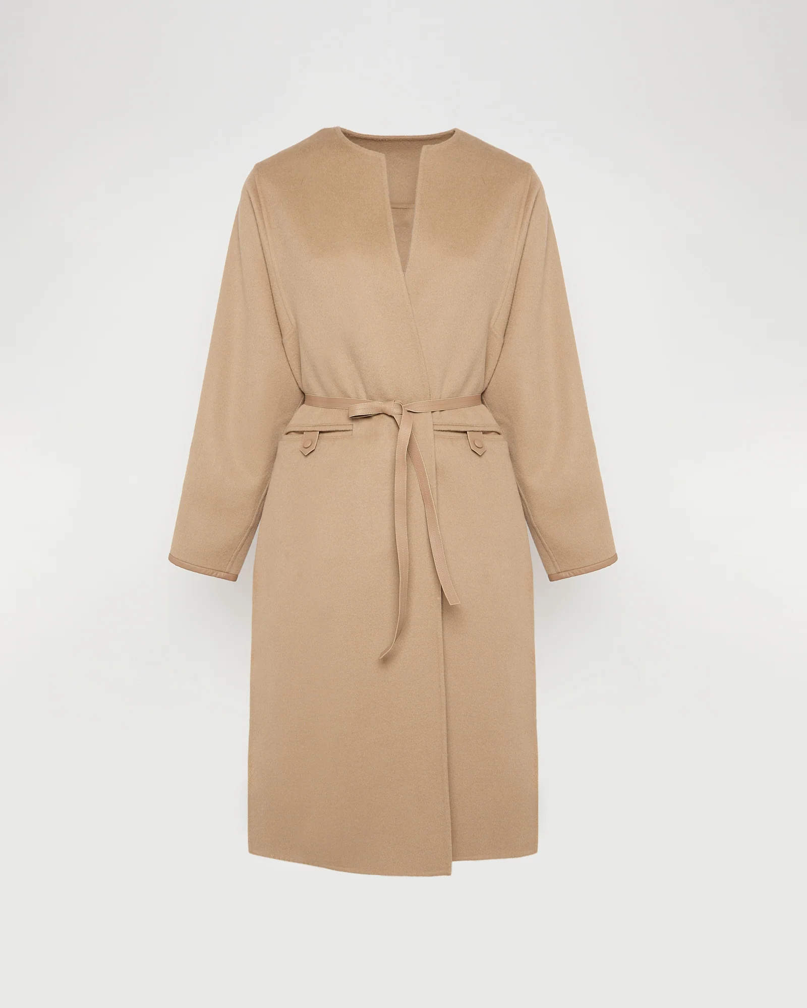 Manteau long ceinturé en lainage cachemire double face - Image 5