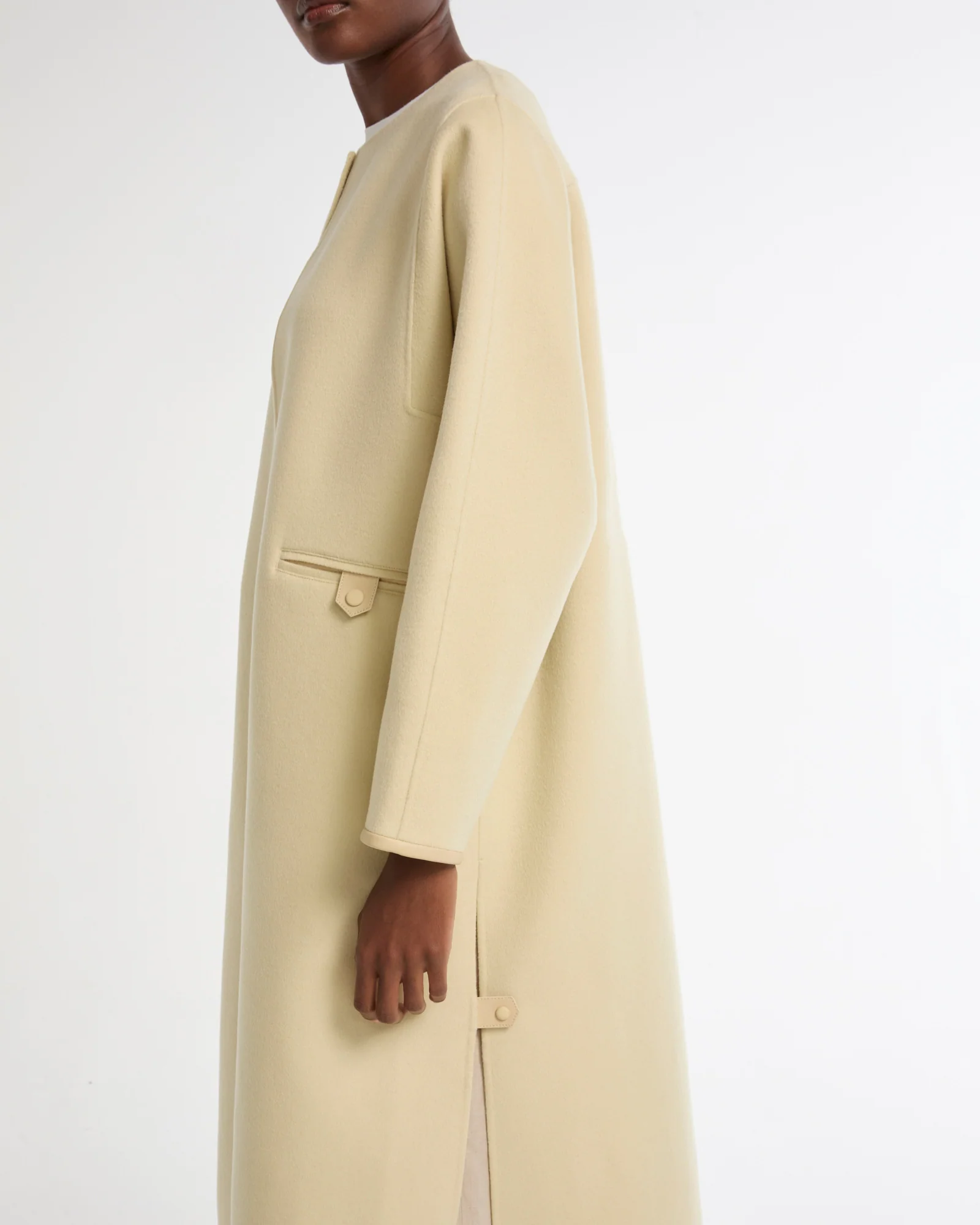 Manteau long ceinturé en lainage cachemire double face - Image 3