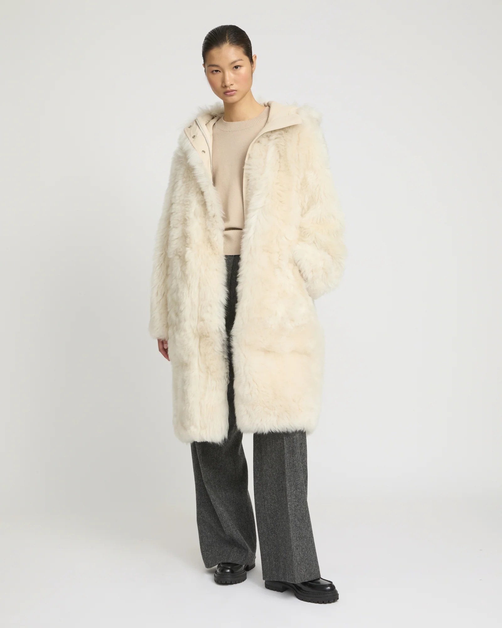 Manteau long style parka en Agneau de Toscane - Image 3