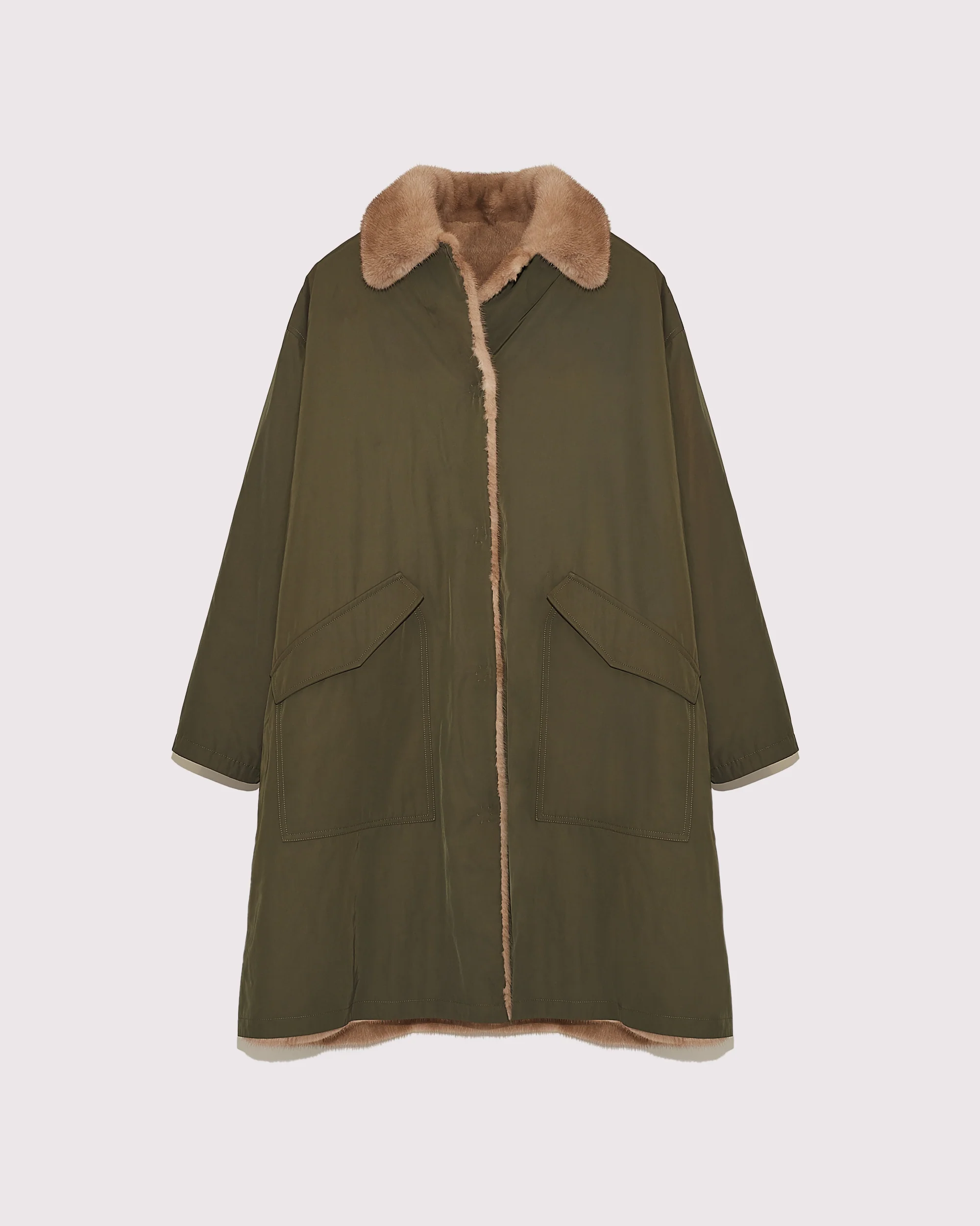 Parka à col en tissu technique réversible en fourrure de vison - Image 6