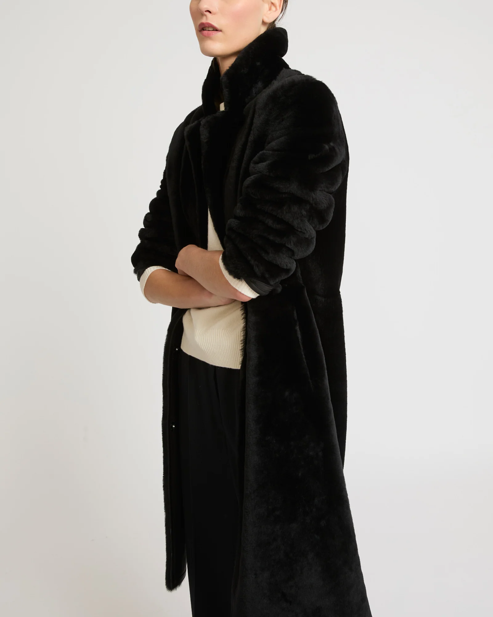 Manteau réversible en peau lainée d'agneau mérinos - Image 4
