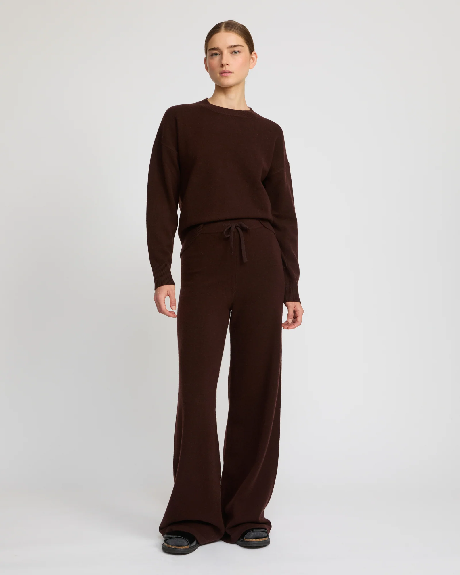 Pantalon large en maille mérinos