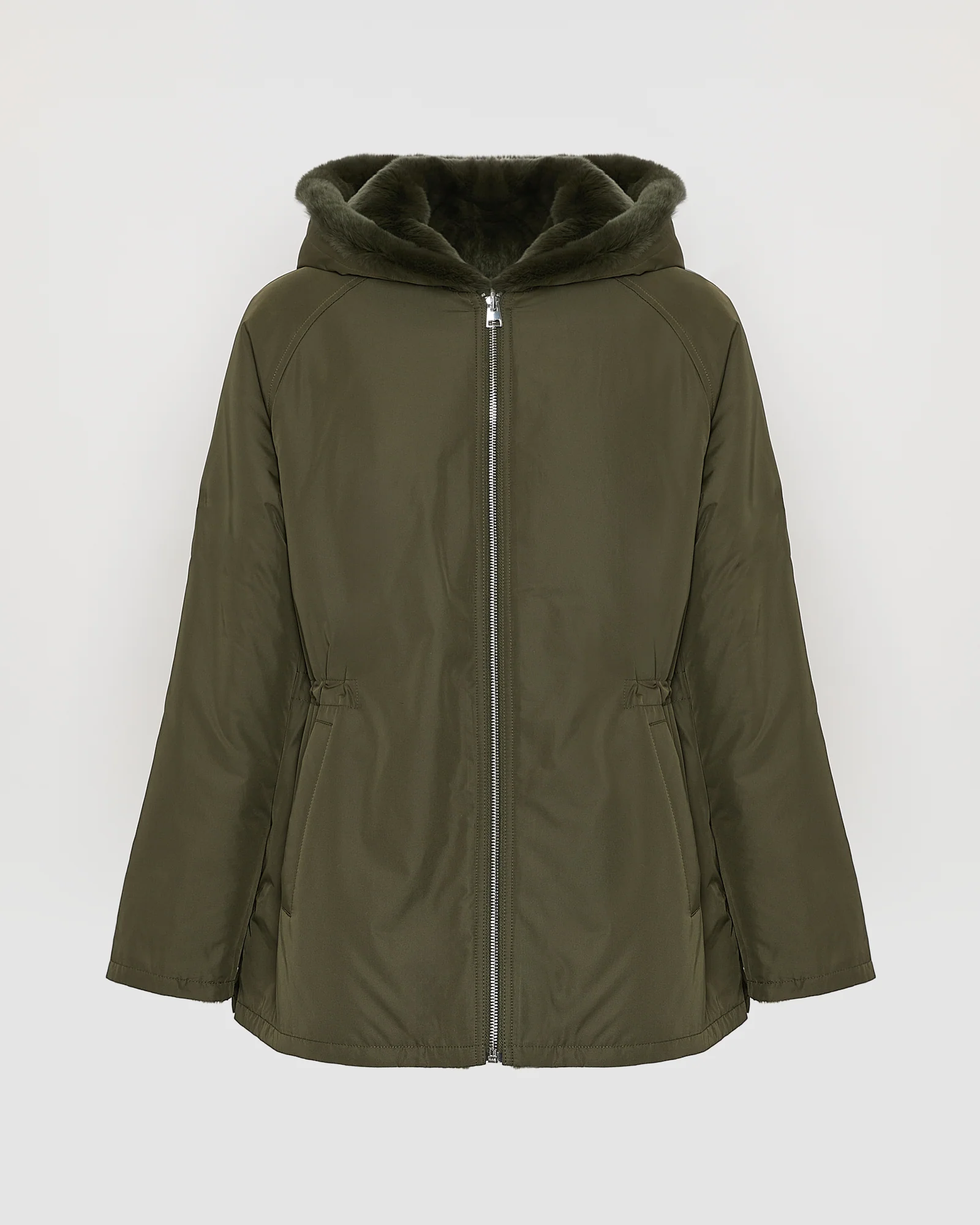 Parka à capuche réversible en tissu technique et lapin rex - Image 7