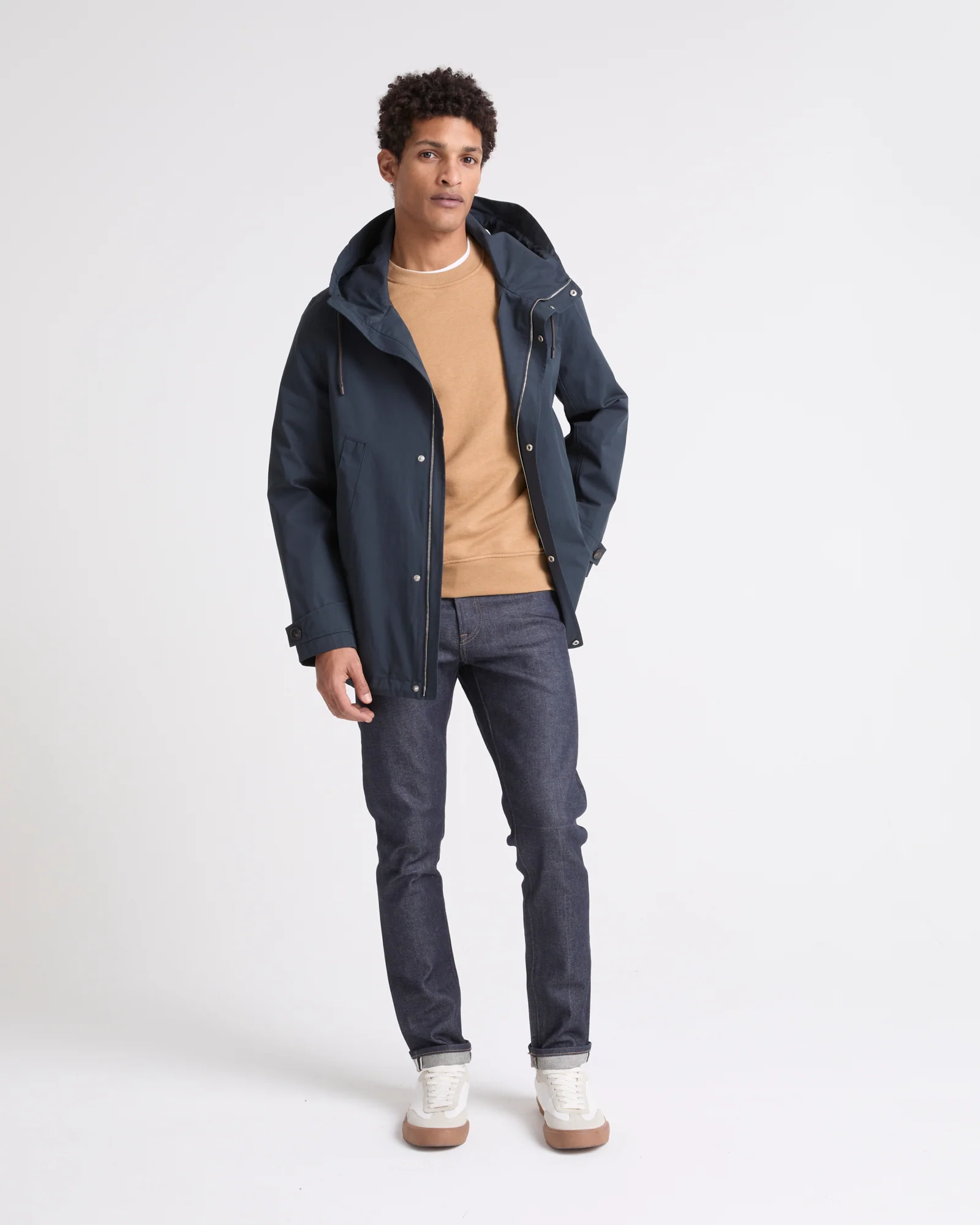 Parka courte en tissu technique mix coton