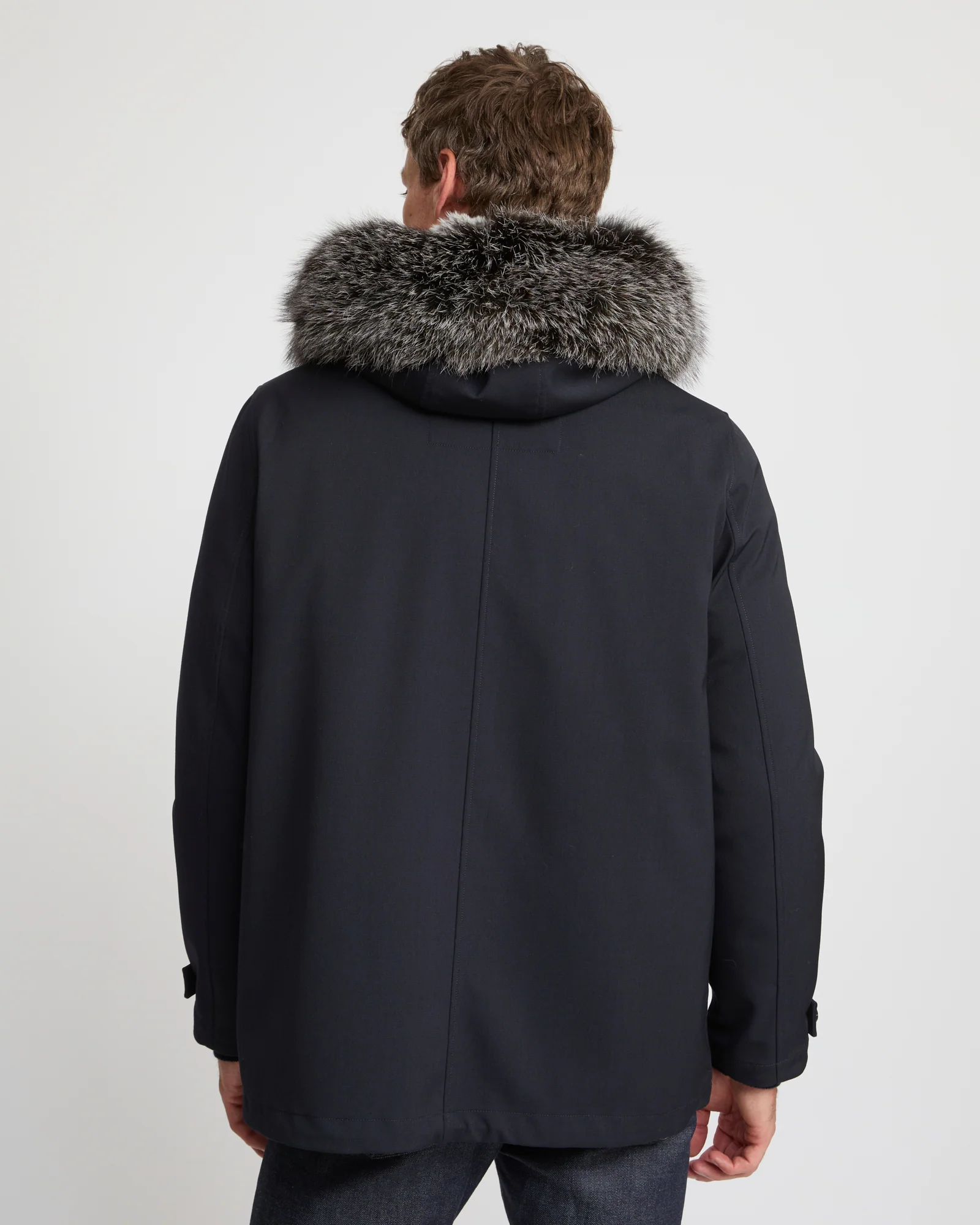 Parka courte en lainage technique avec fourrure de renard et lapin - Image 6