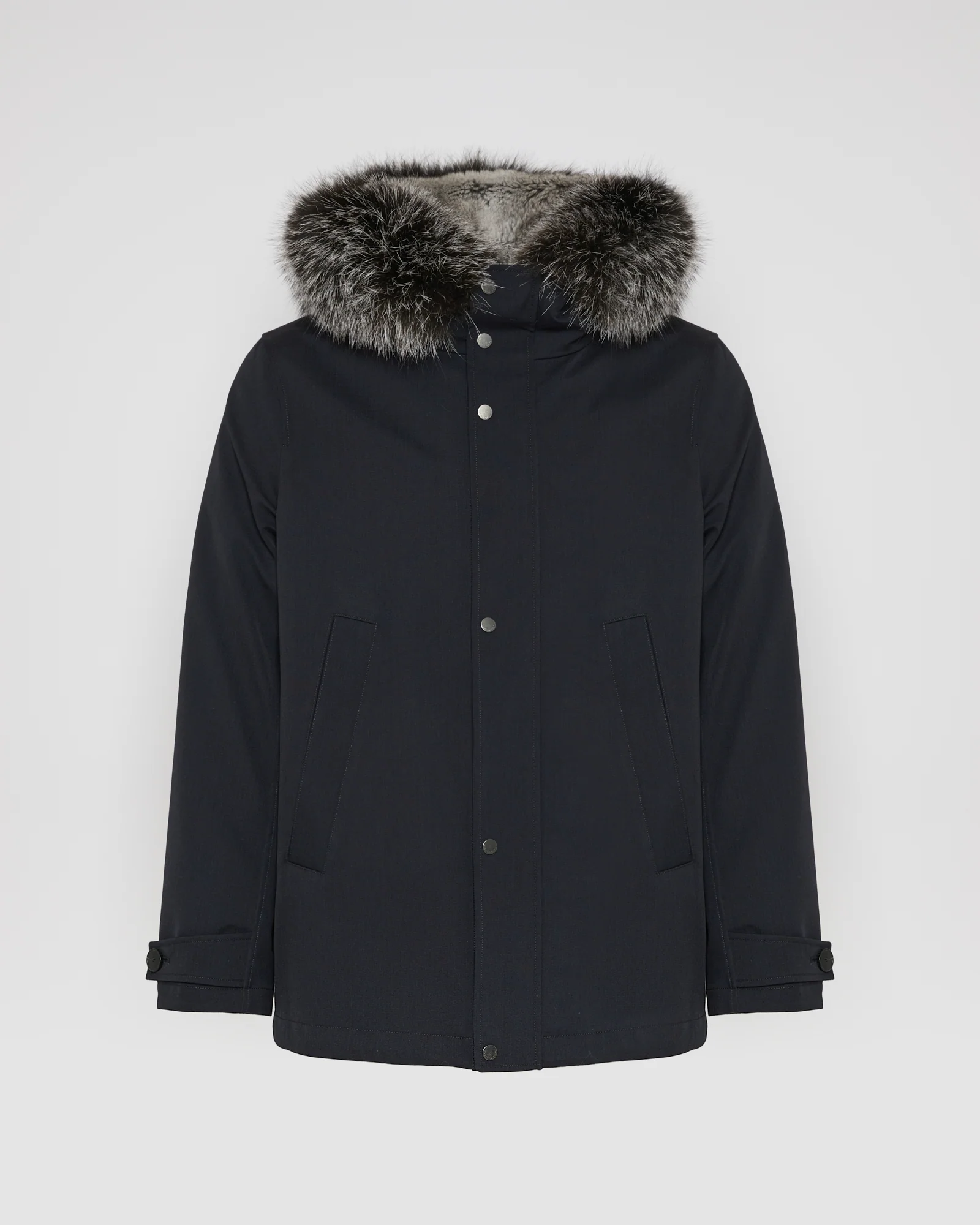 Parka courte en lainage technique avec fourrure de renard et lapin - Image 7