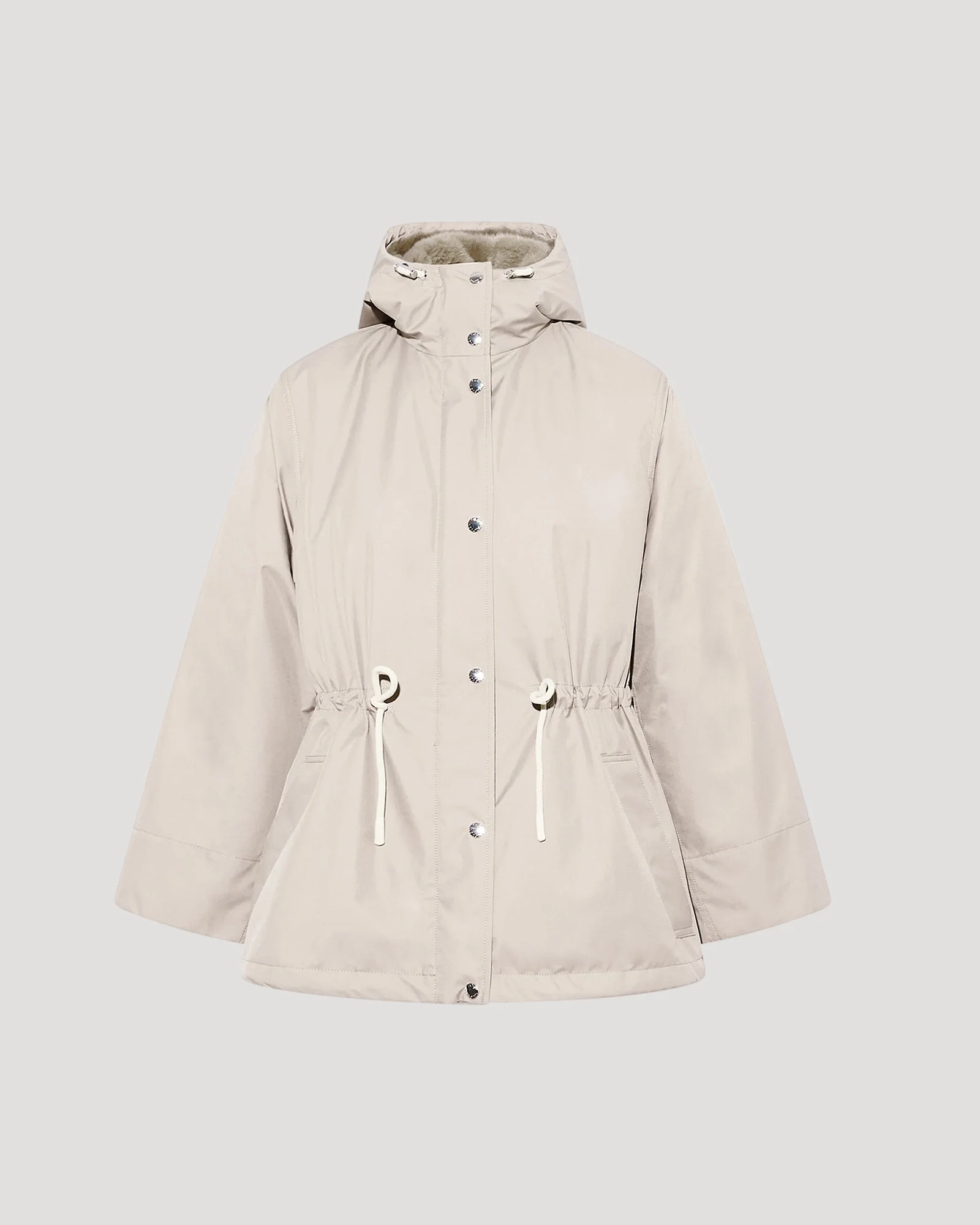 Parka courte en tissu technique imperméable avec fourrure de vison