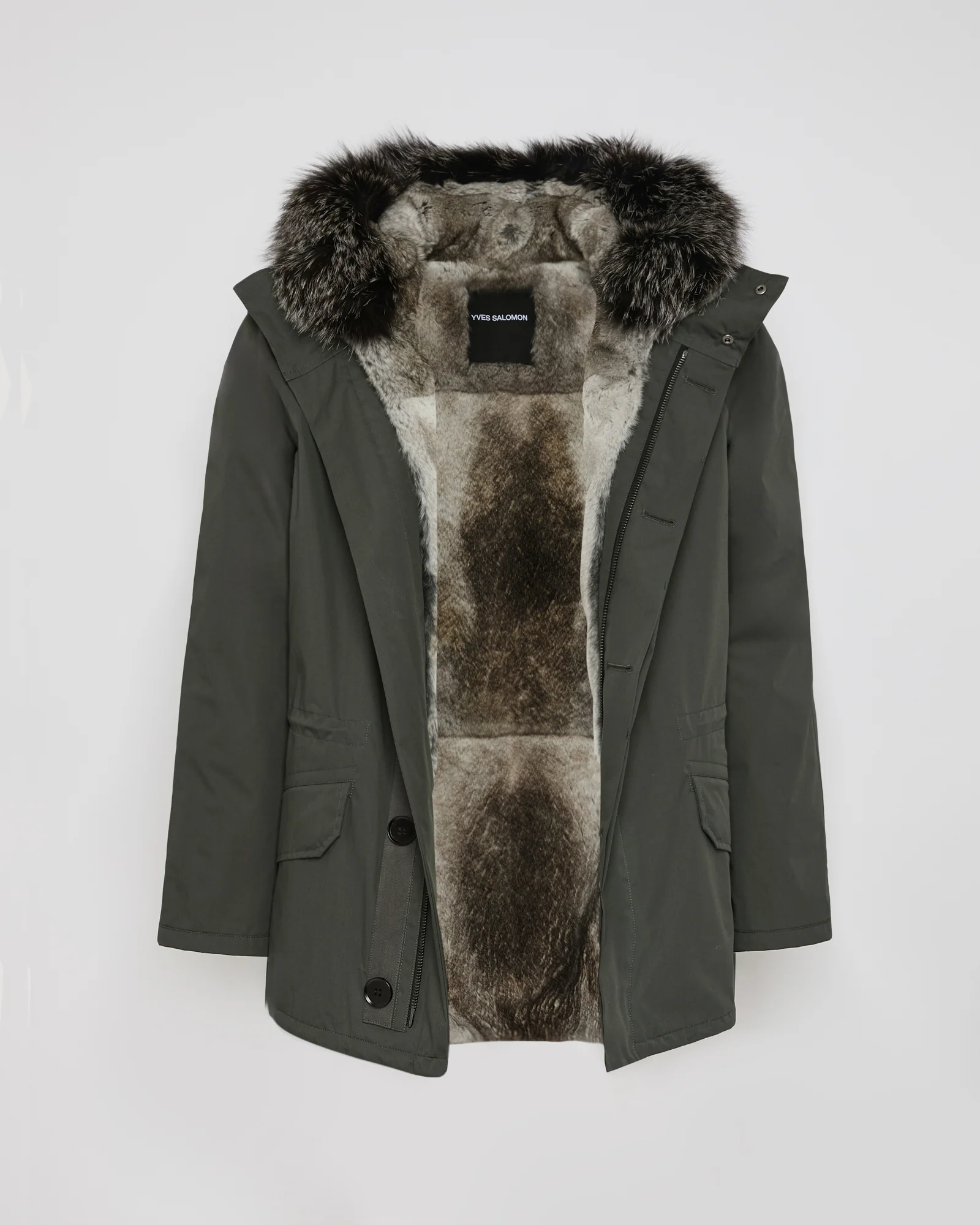 Parka iconique courte en coton mélangé imperméable avec fourrure de renard et lapin - Image 6