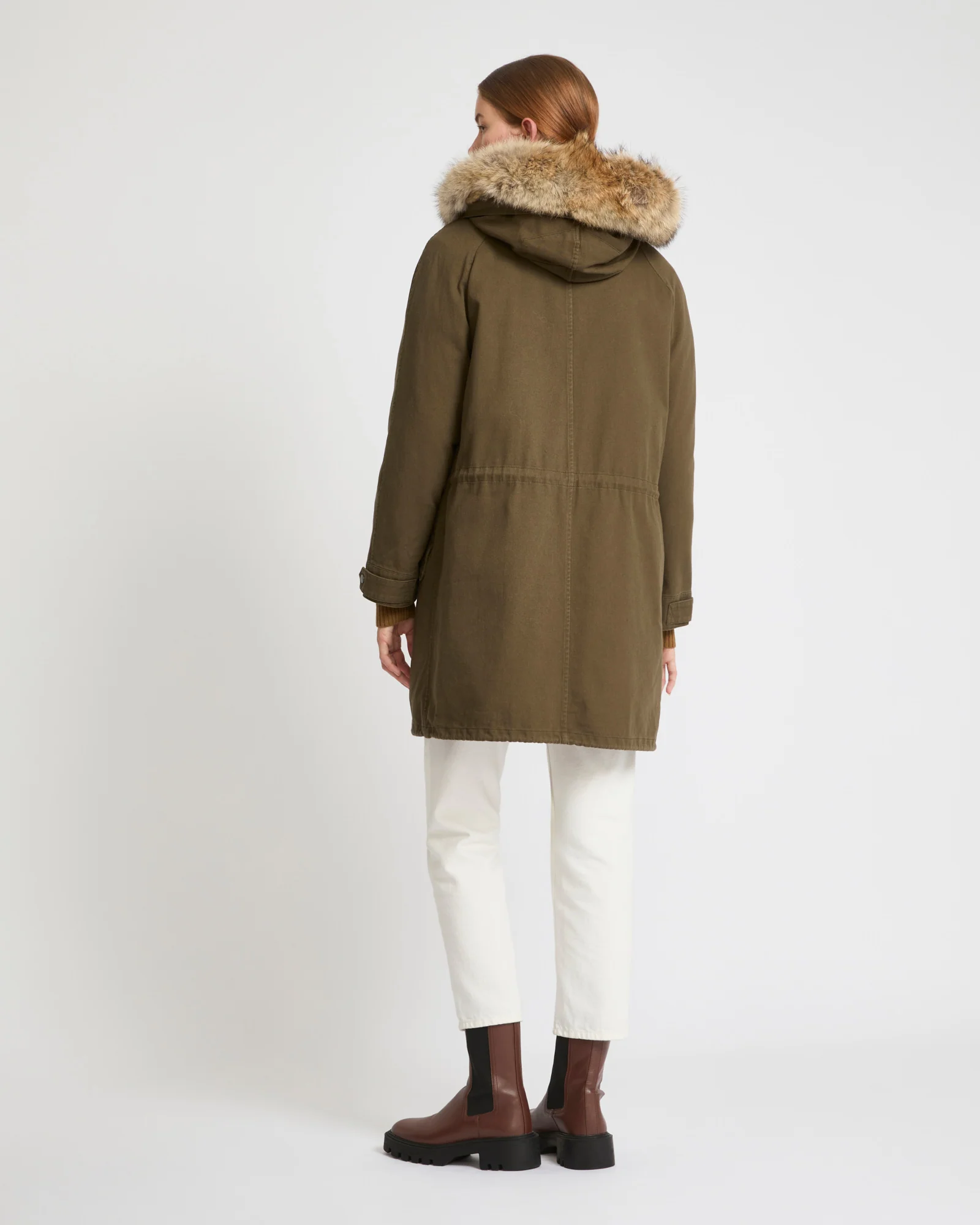 Parka iconique longue en gabardine de coton avec fourrure de coyote et lapin - Image 5