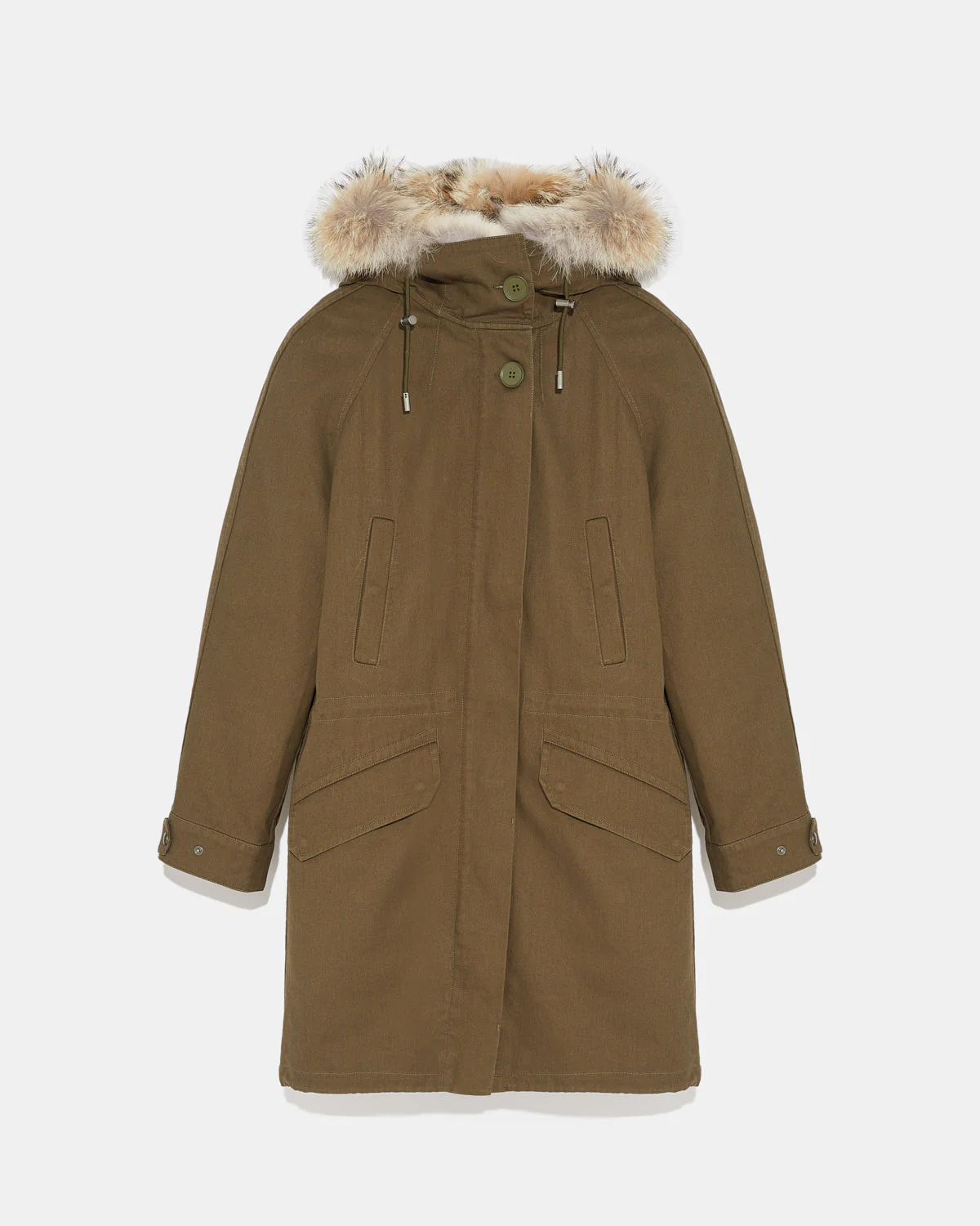 Parka iconique longue en gabardine de coton avec fourrure de coyote et lapin - Image 6