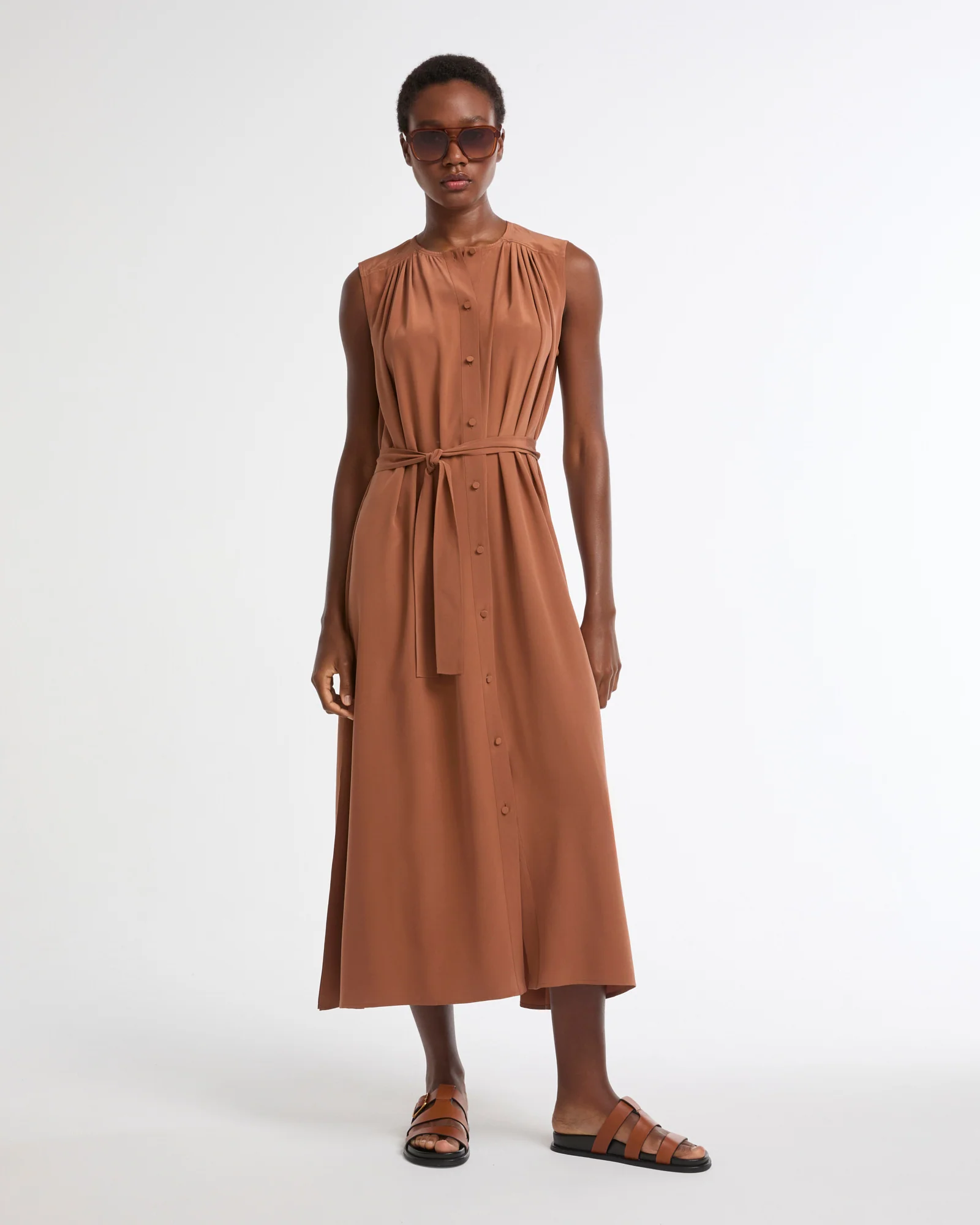 Robe longue fluide en crêpe de soie