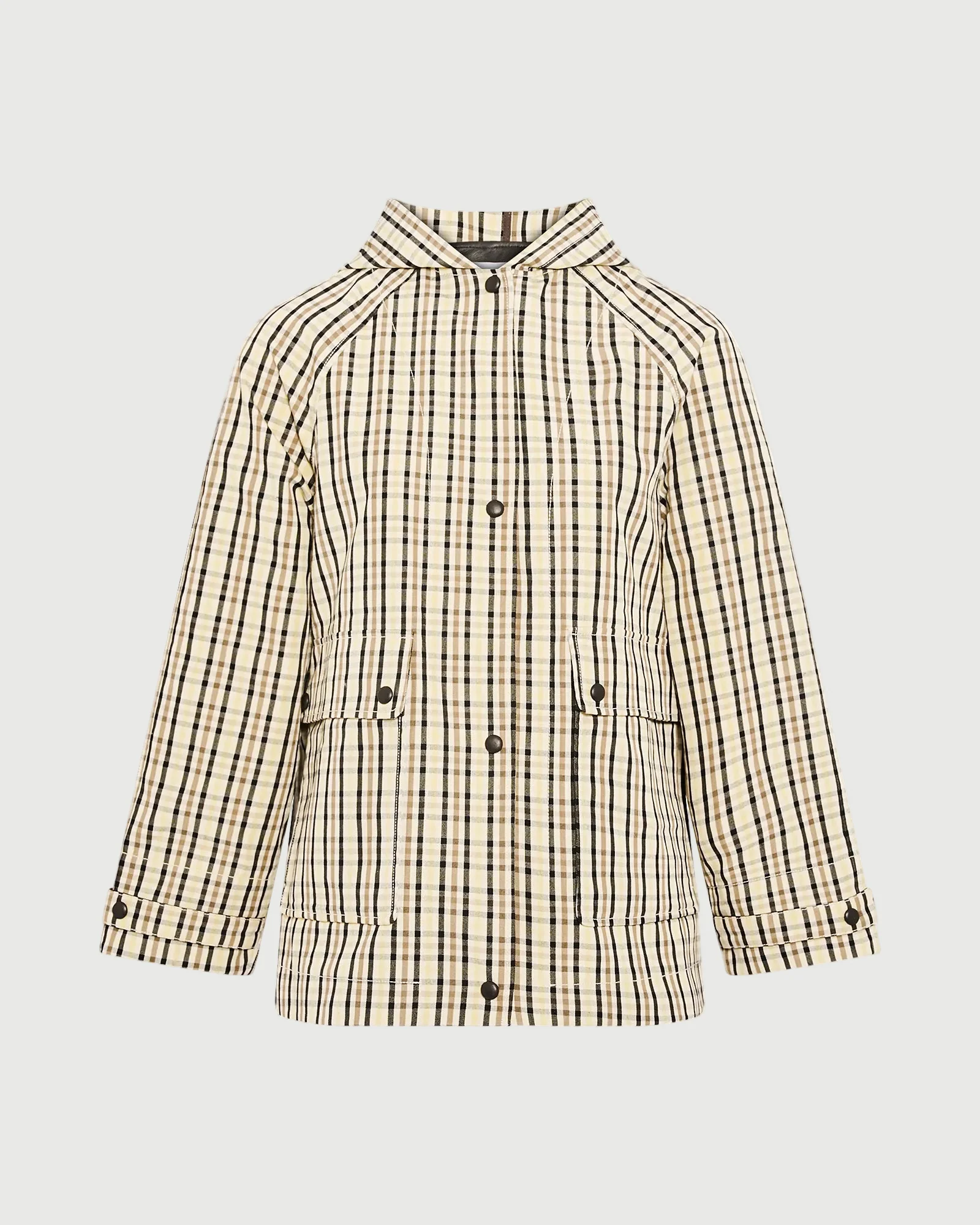Parka à capuche en tissu jacquard motif carreaux - Image 5