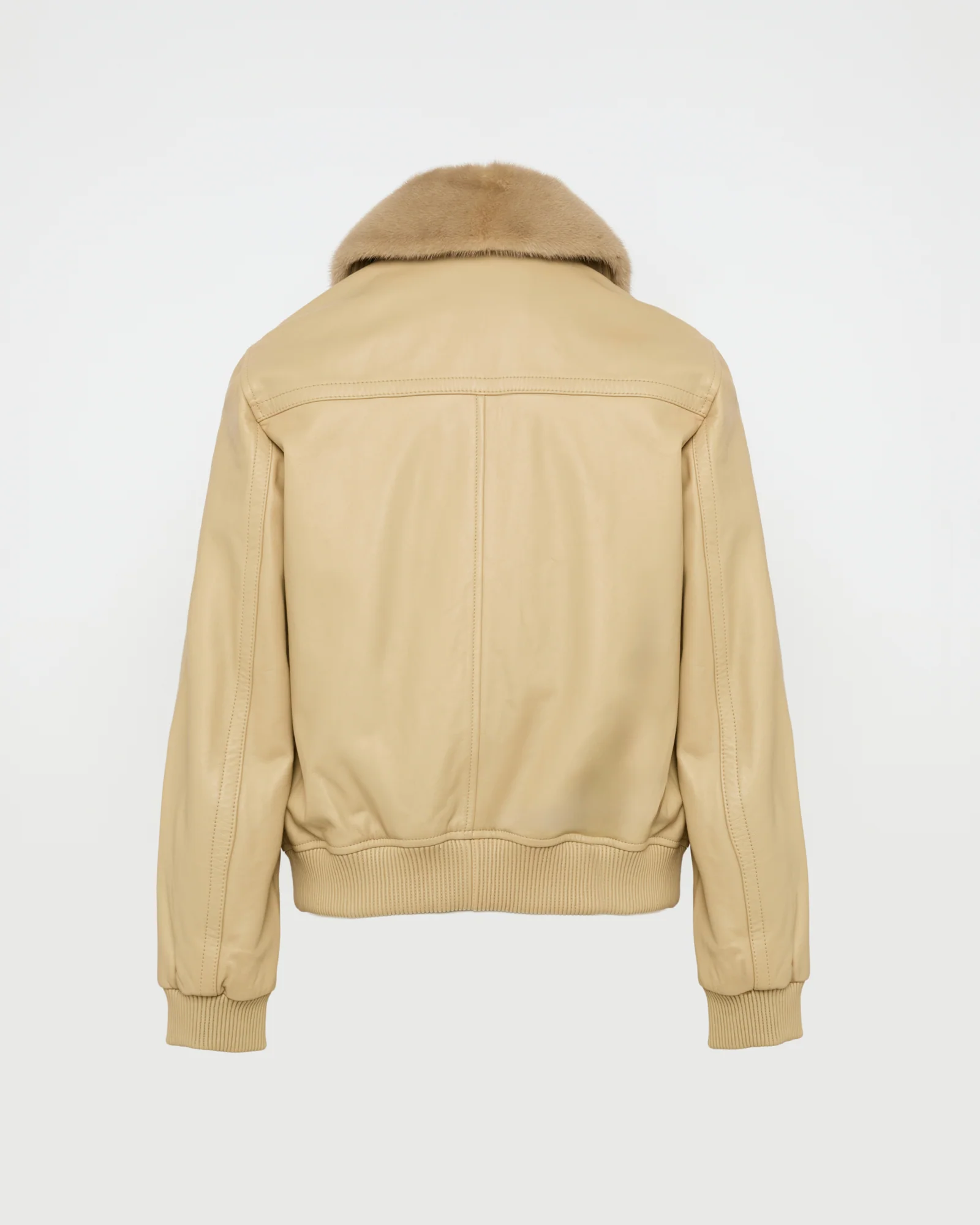 Veste bomber en cuir d'agneau avec col amovible en fourrure de vison - Image 7