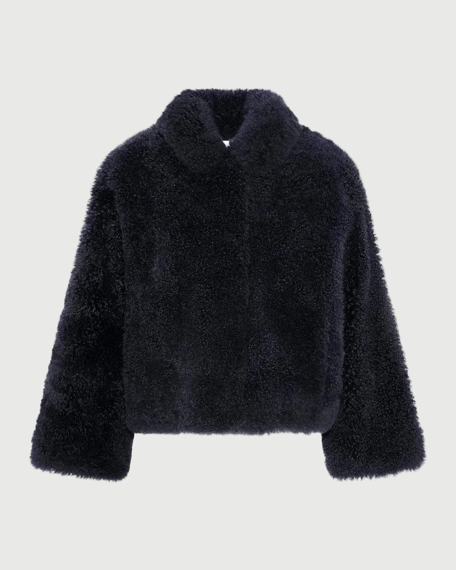 Blouson en lainage cachemire et peau lainée d'agneau long poil - Image 5