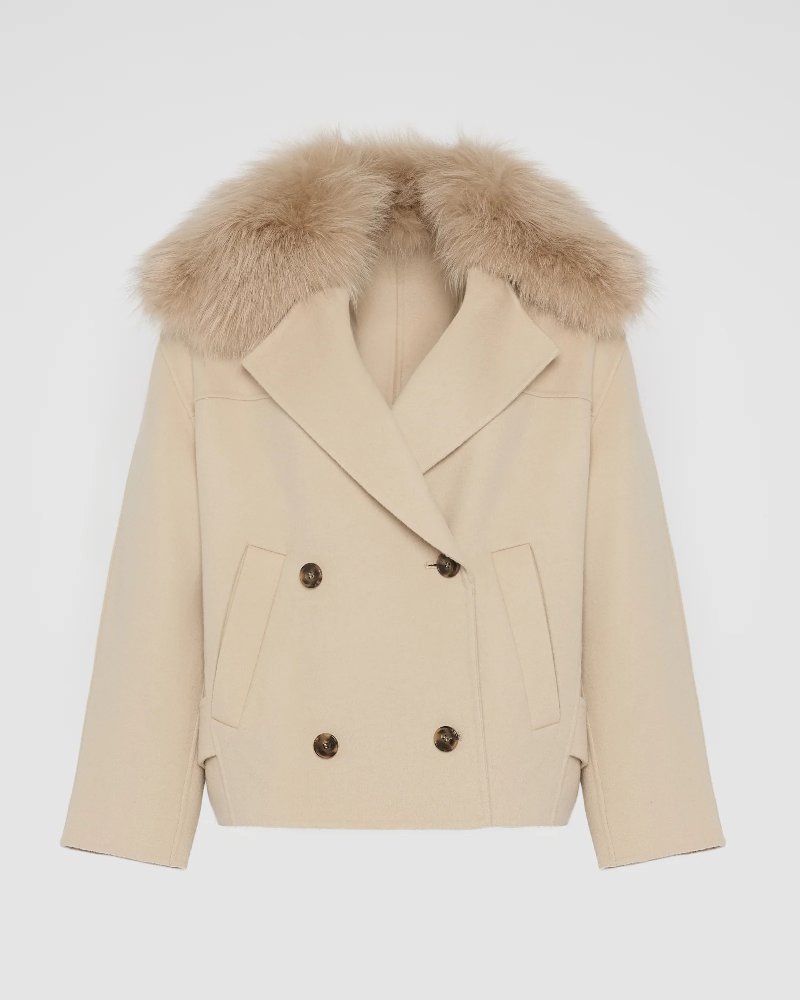 Veste caban en lainage cachemire et col amovible en fourrure de renard - Image 5