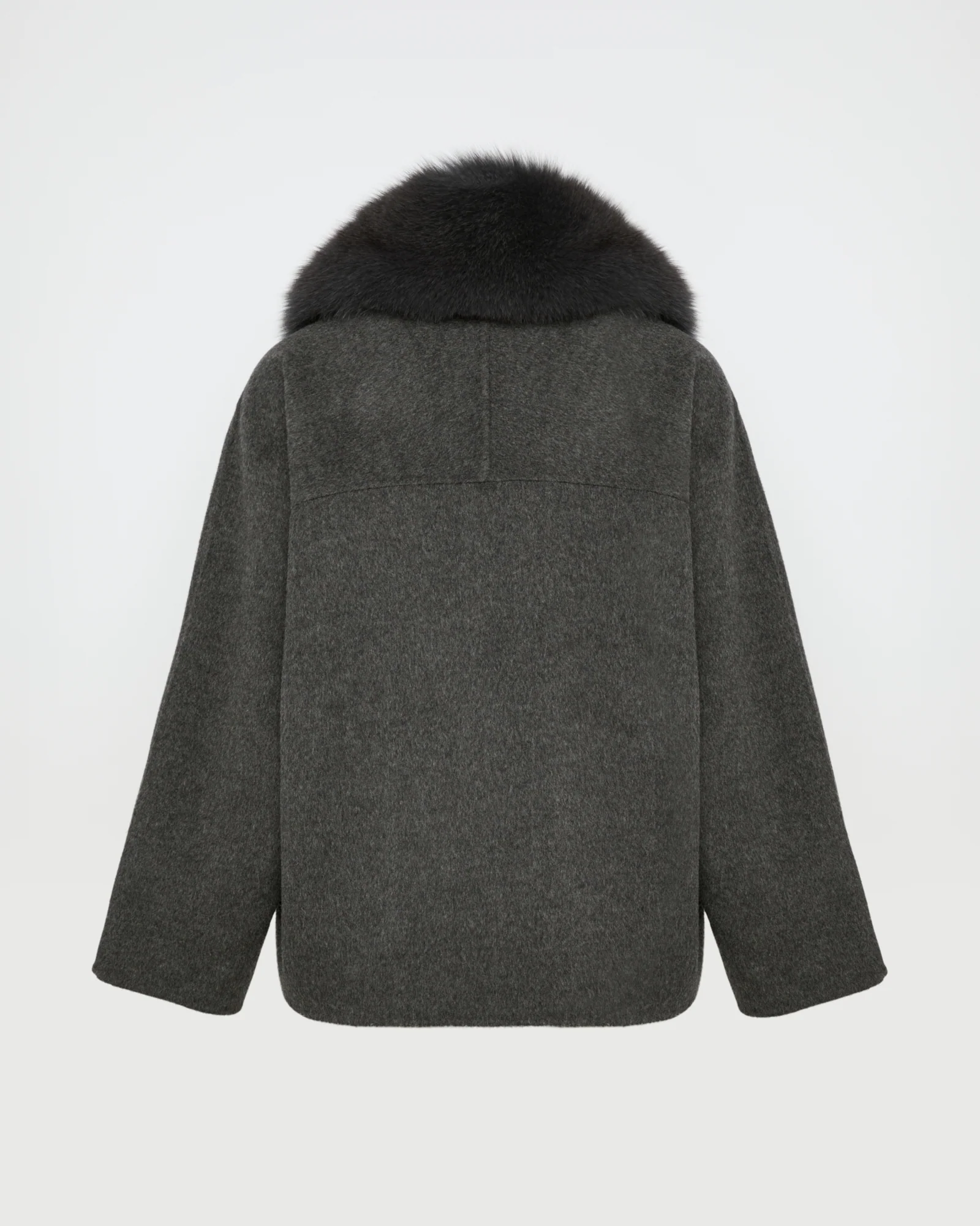 Veste caban en lainage cachemire et col amovible en fourrure de renard - Image 5