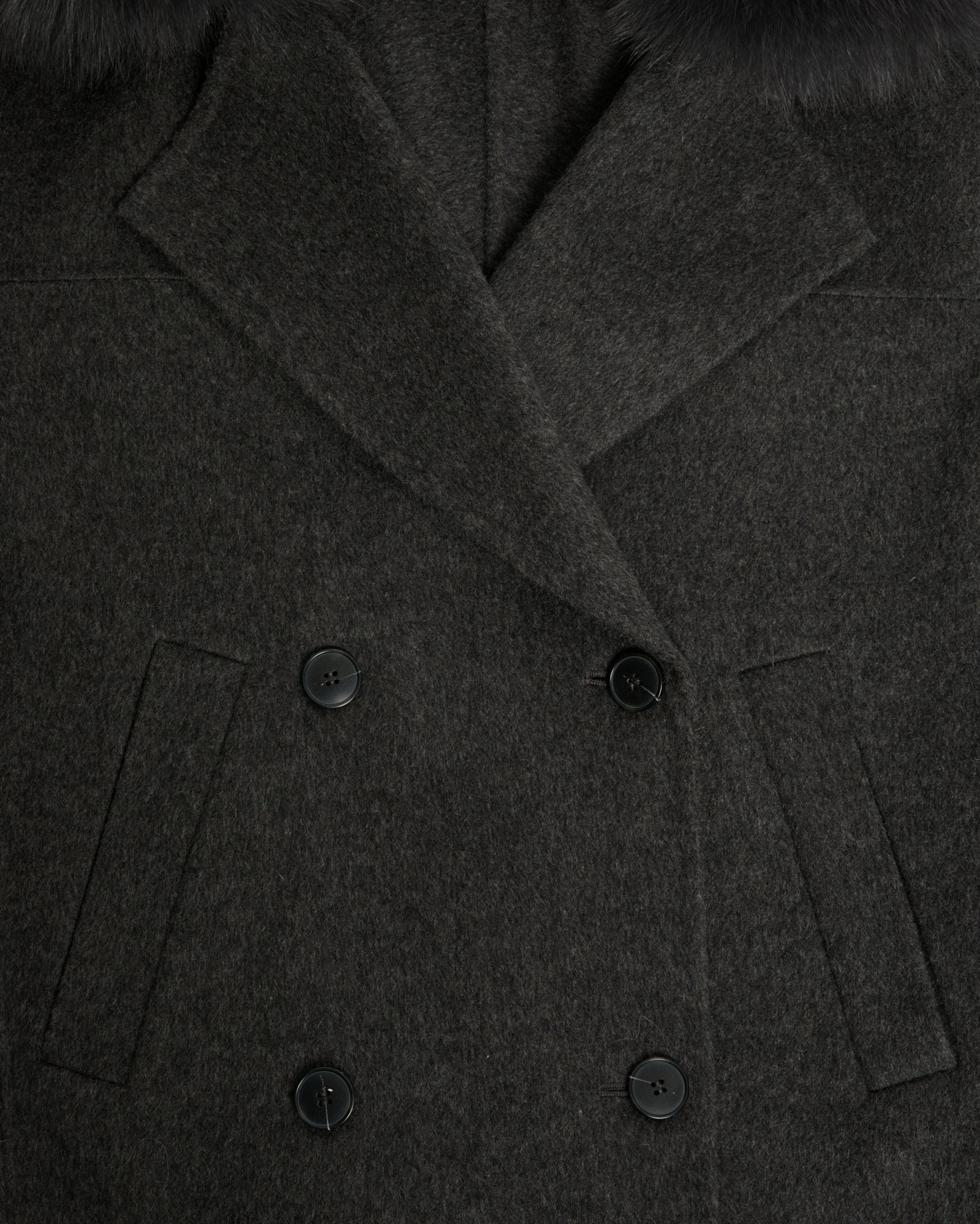 Veste caban en lainage cachemire et col amovible en fourrure de renard - Image 6