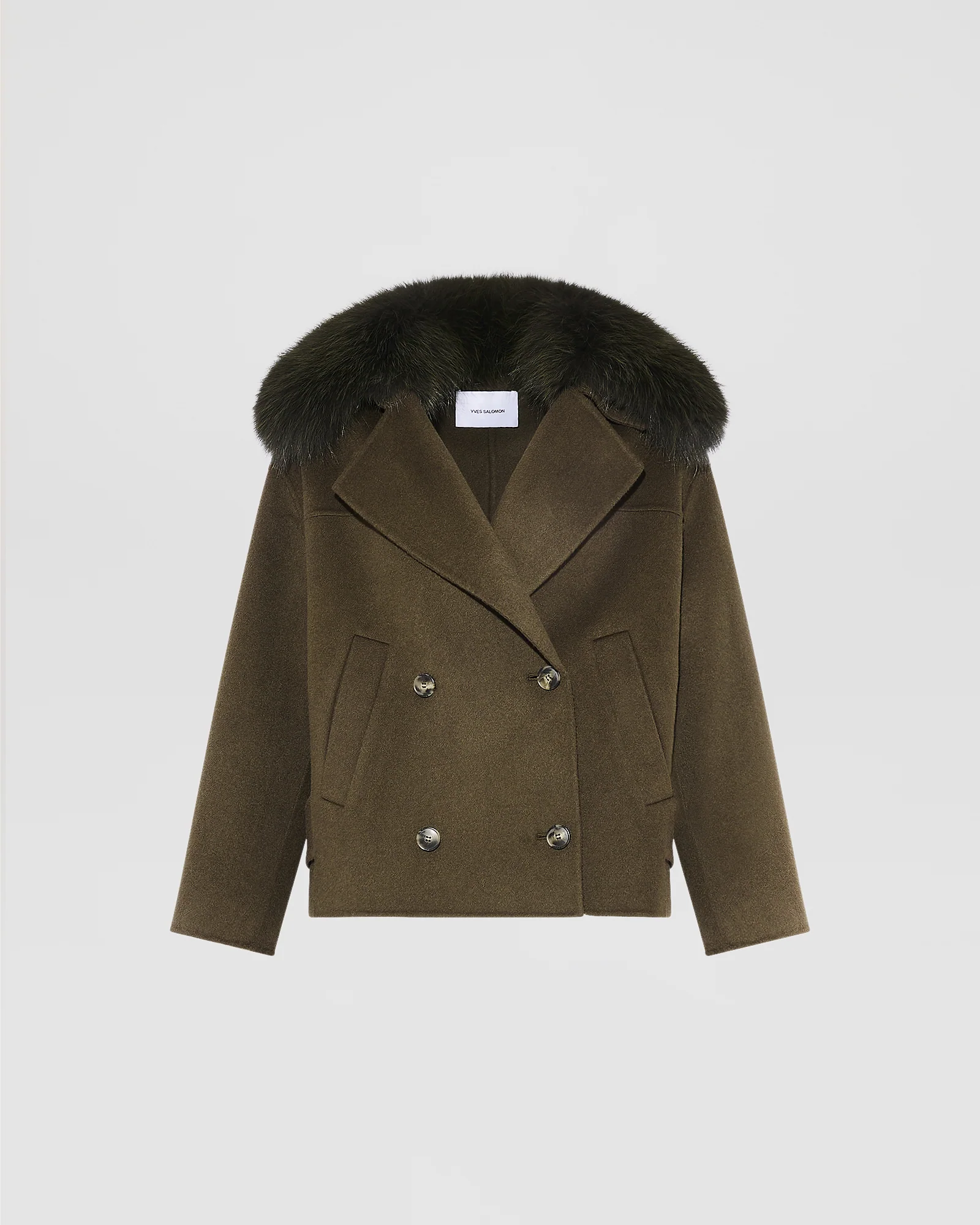 Veste caban en lainage cachemire et col amovible en fourrure de renard - Image 6