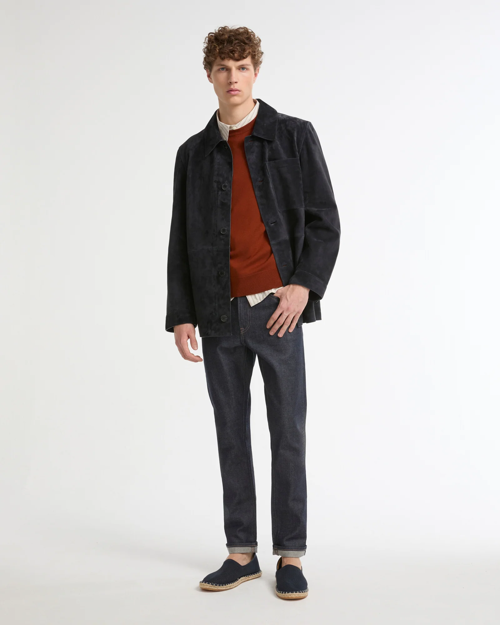 Veste-Chemise en cuir de veau finition suède - Image 2