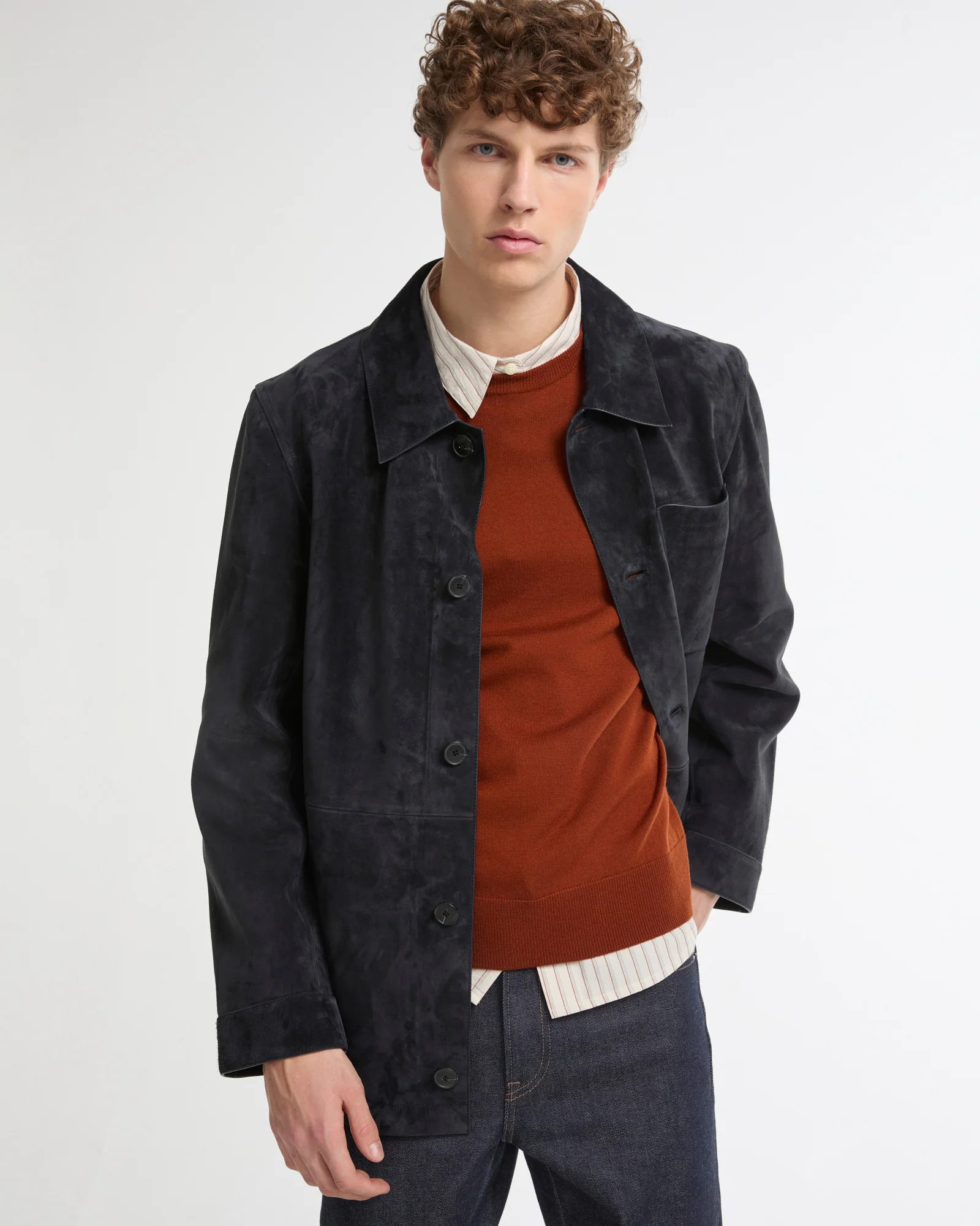 Veste-Chemise en cuir de veau finition suède - Image 3