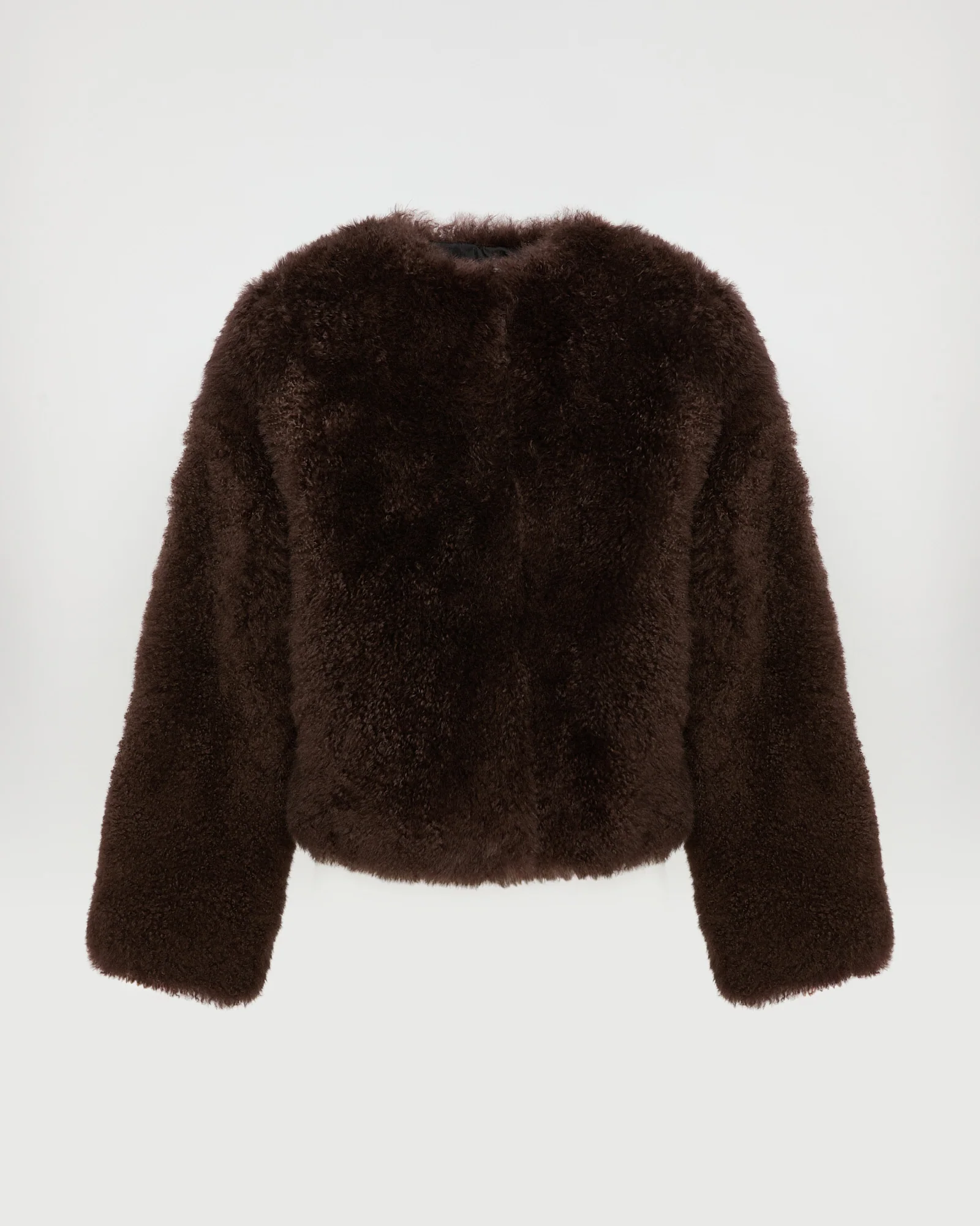 Veste courte en agneau long poil et maille mérinos - Image 5