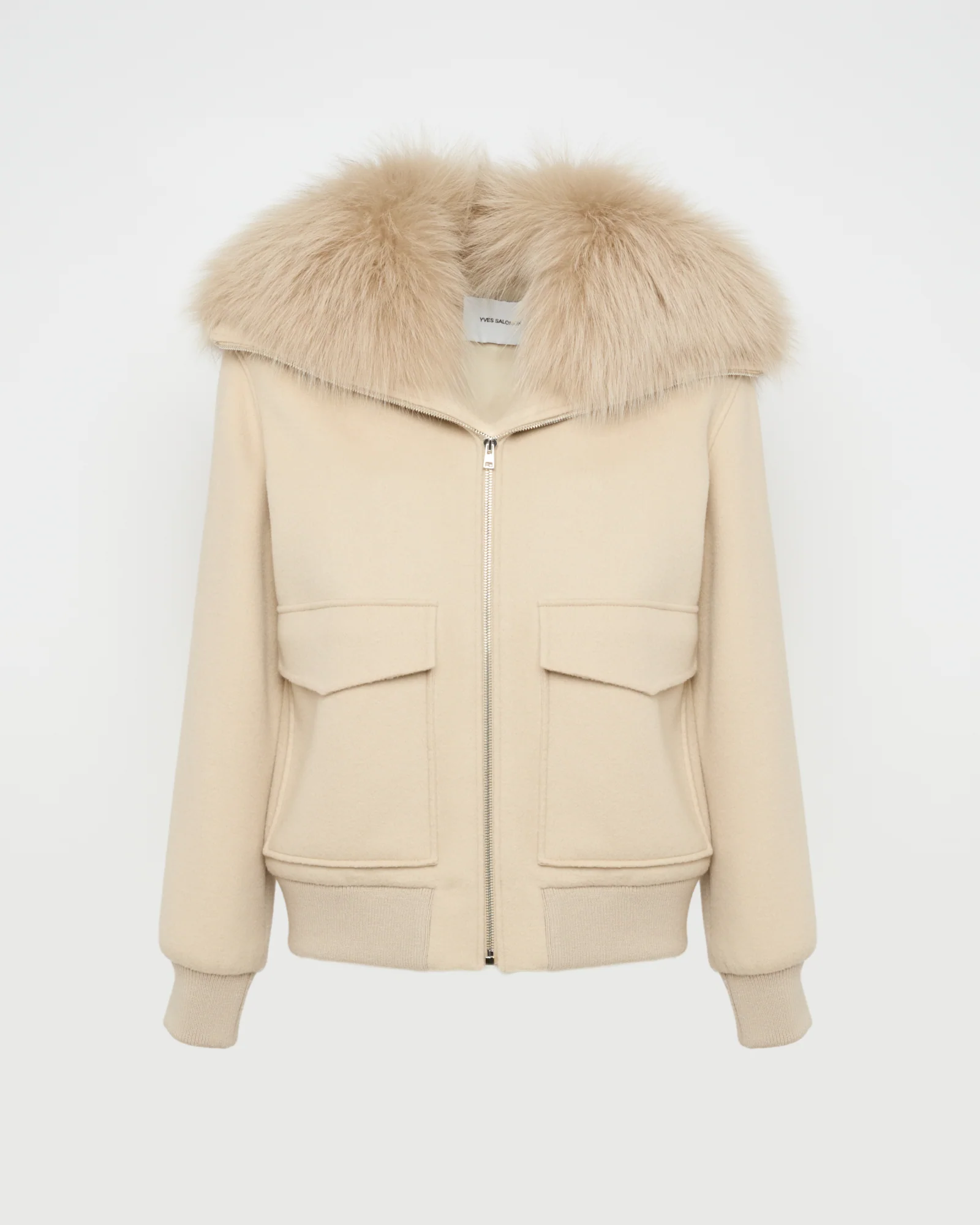 Veste courte en lainage cachemire avec col en fourrure de renard - Image 6