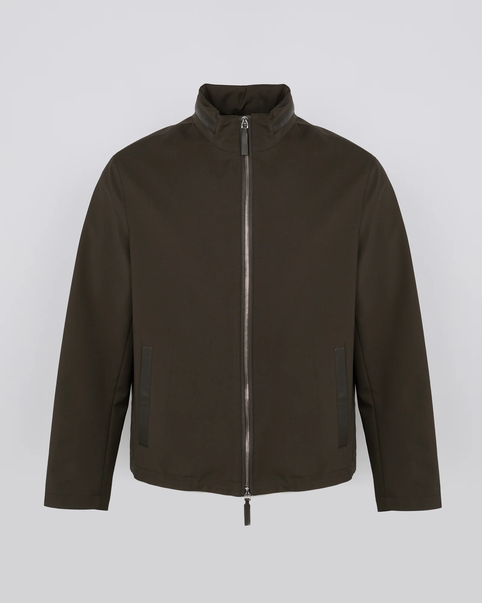 Veste imperméable en jersey avec détails en cuir et capuche - Image 5