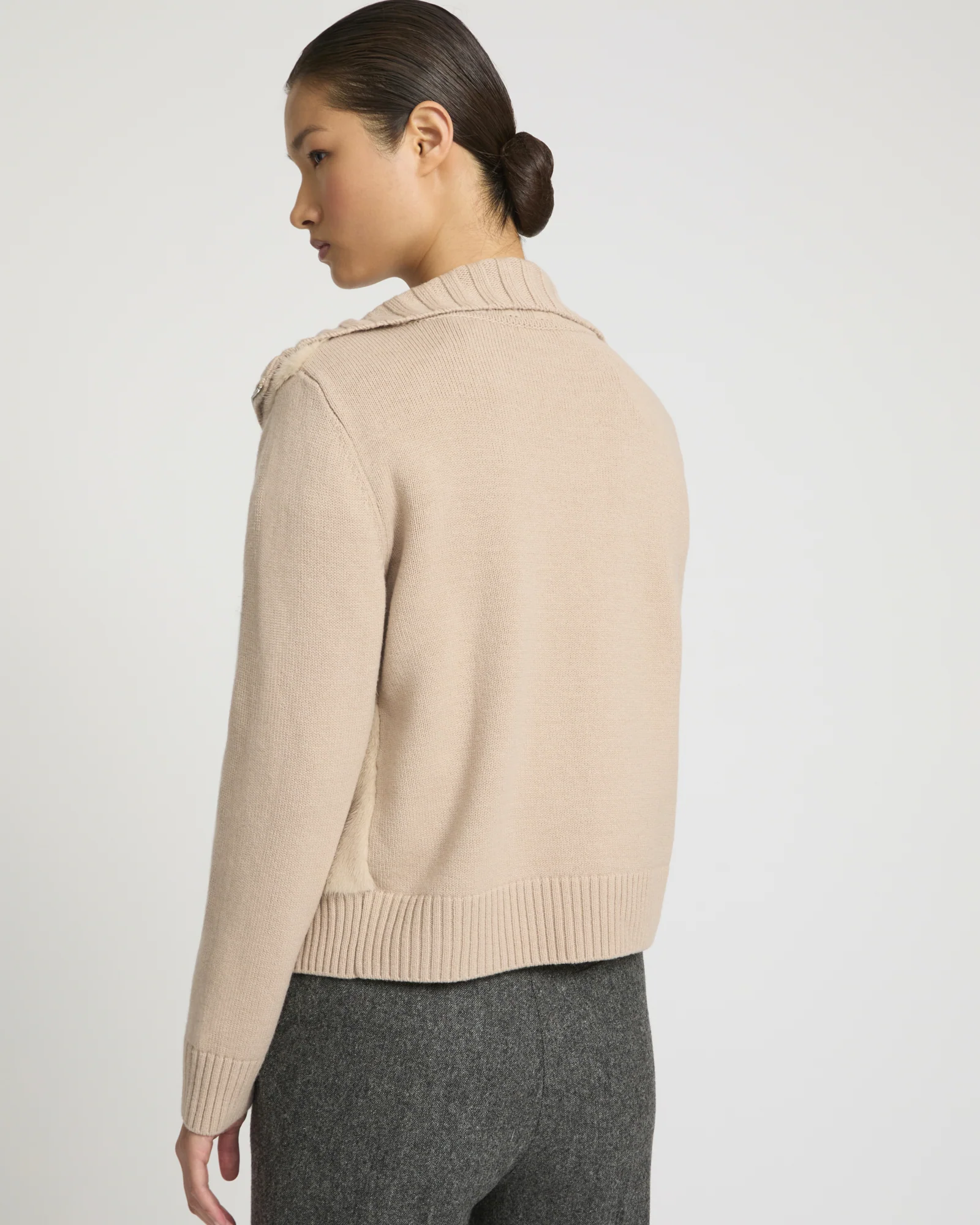 Veste en fourrure de vison et maille Mérinos - Image 3