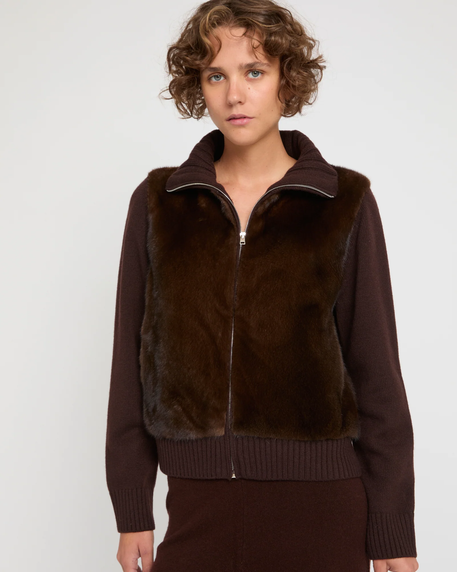 Veste en fourrure de vison et maille Mérinos - Image 3